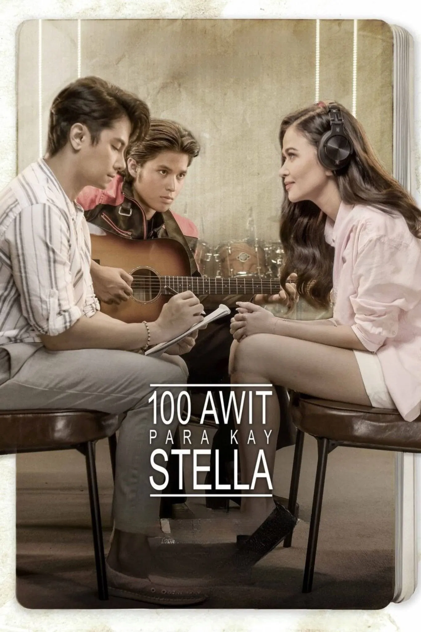 Poster chính thức của phim Phim Tình Cảm "100 bài hát cho Stella" (100 Songs for Stella - 2025), với sự tham gia của diễn viên Bela Padilla và JC Santos.