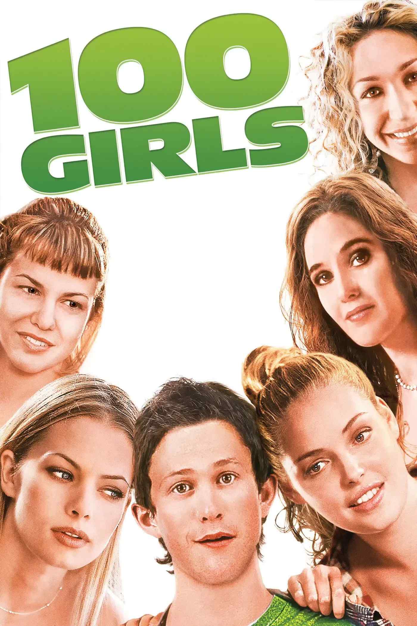 Poster chính thức của phim Phim Hài, Phim Tâm Lý "100 Cô Gái" (100 Girls - 2000), với sự tham gia của diễn viên Jonathan Tucker và Emmanuelle Chriqui.