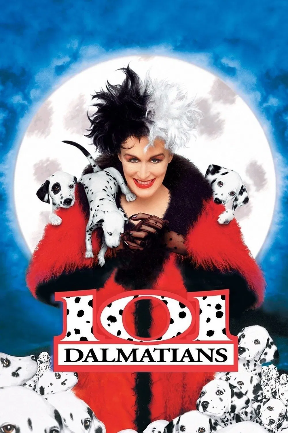 Poster chính thức của phim Phim Gia Đình, Phim Hài "101 Chú Chó Đốm" (101 Dalmatians - 1996), với sự tham gia của diễn viên Glenn Close và Jeff Daniels.