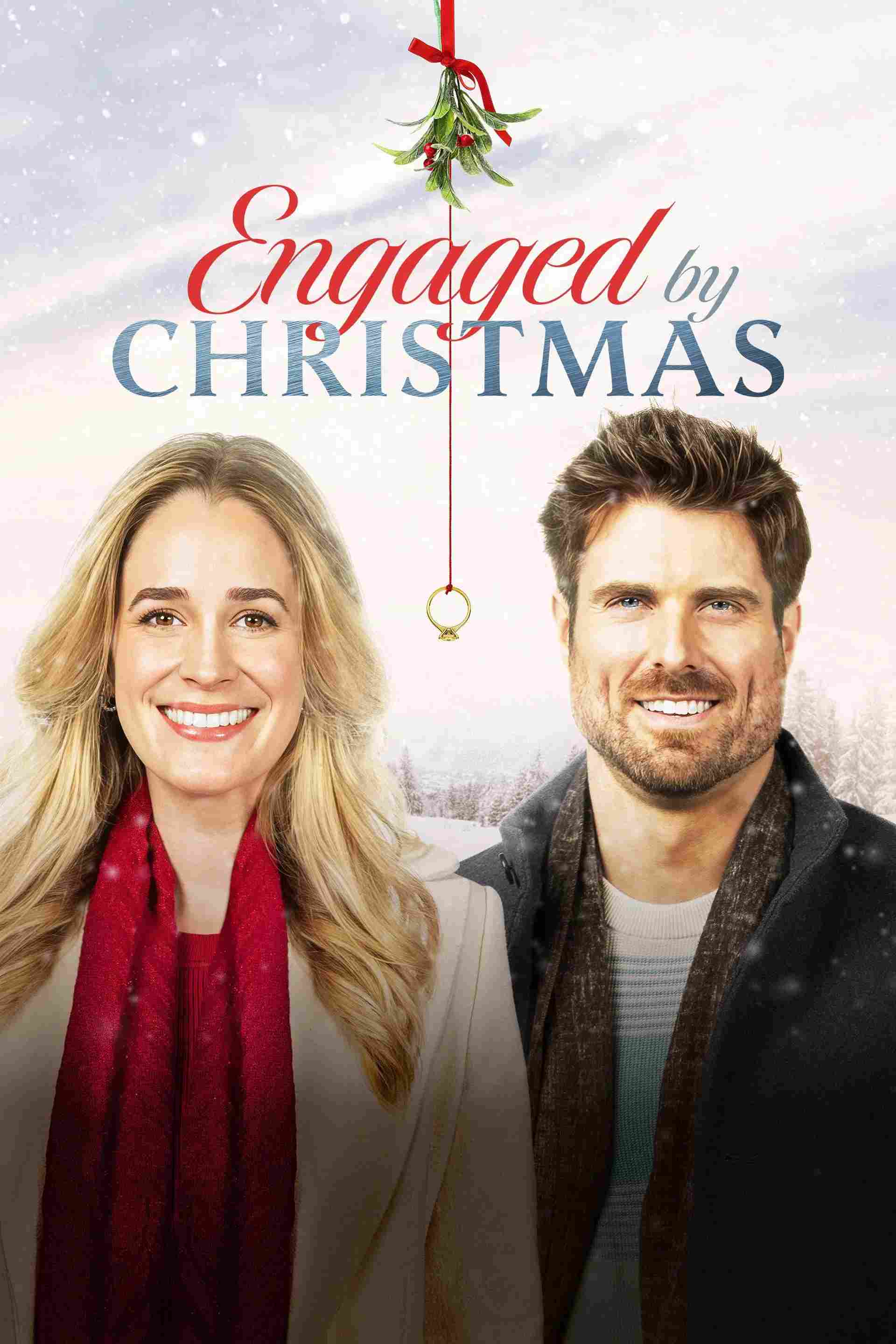 Poster chính thức của phim Phim Tình Cảm, Phim Truyền Hình "12 Buổi Hẹn Giáng Sinh" (Engaged by Christmas - 2024), với sự tham gia của diễn viên Marcus Rosner và Brittany Bristow.