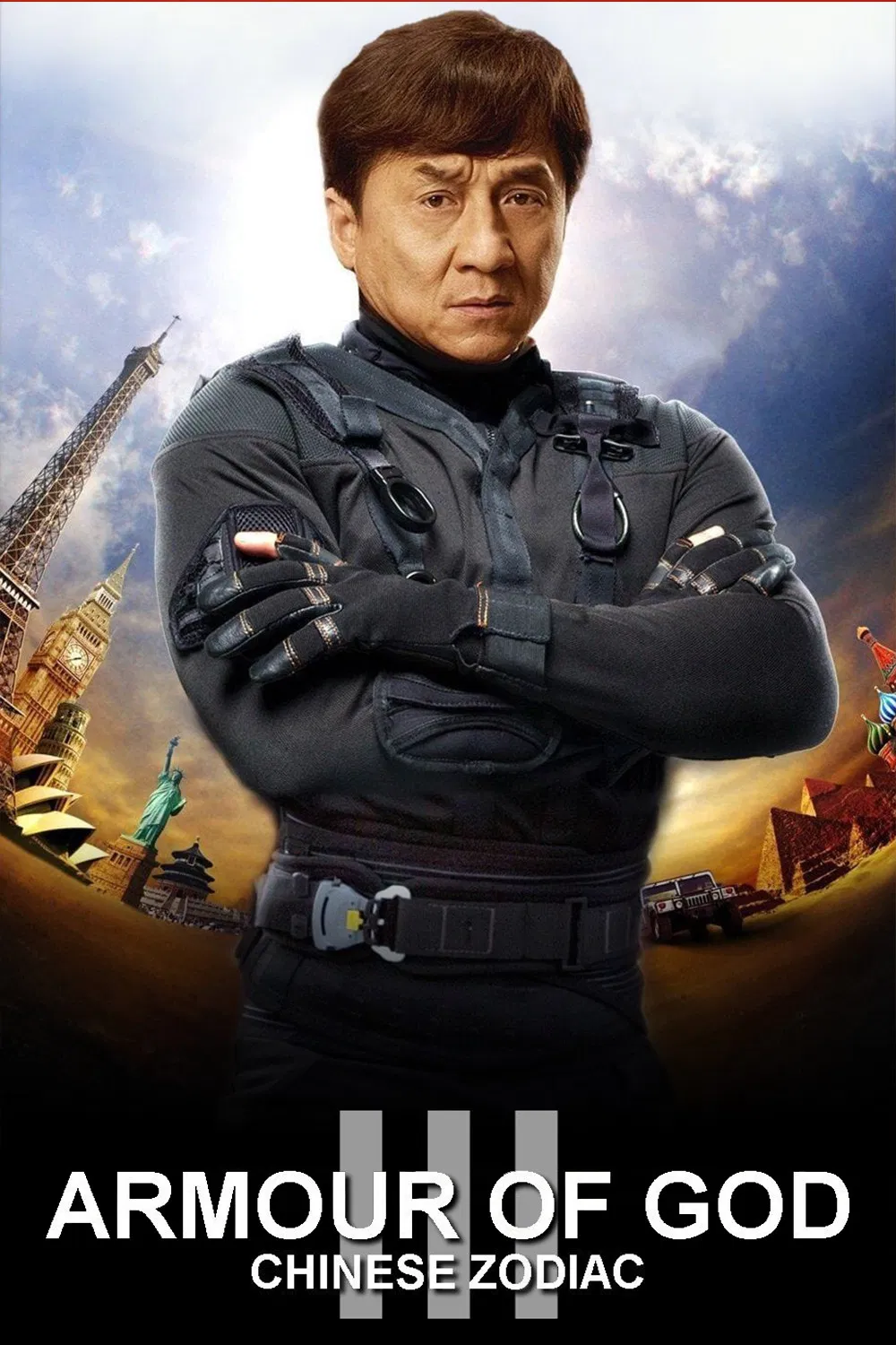 Poster chính thức của phim Phim Hành Động, Phim Phiêu Lưu "12 Con giáp" (Armour of God 3: Chinese Zodiac - 2012), với sự tham gia của diễn viên Thành Long và Yao Xingtong.
