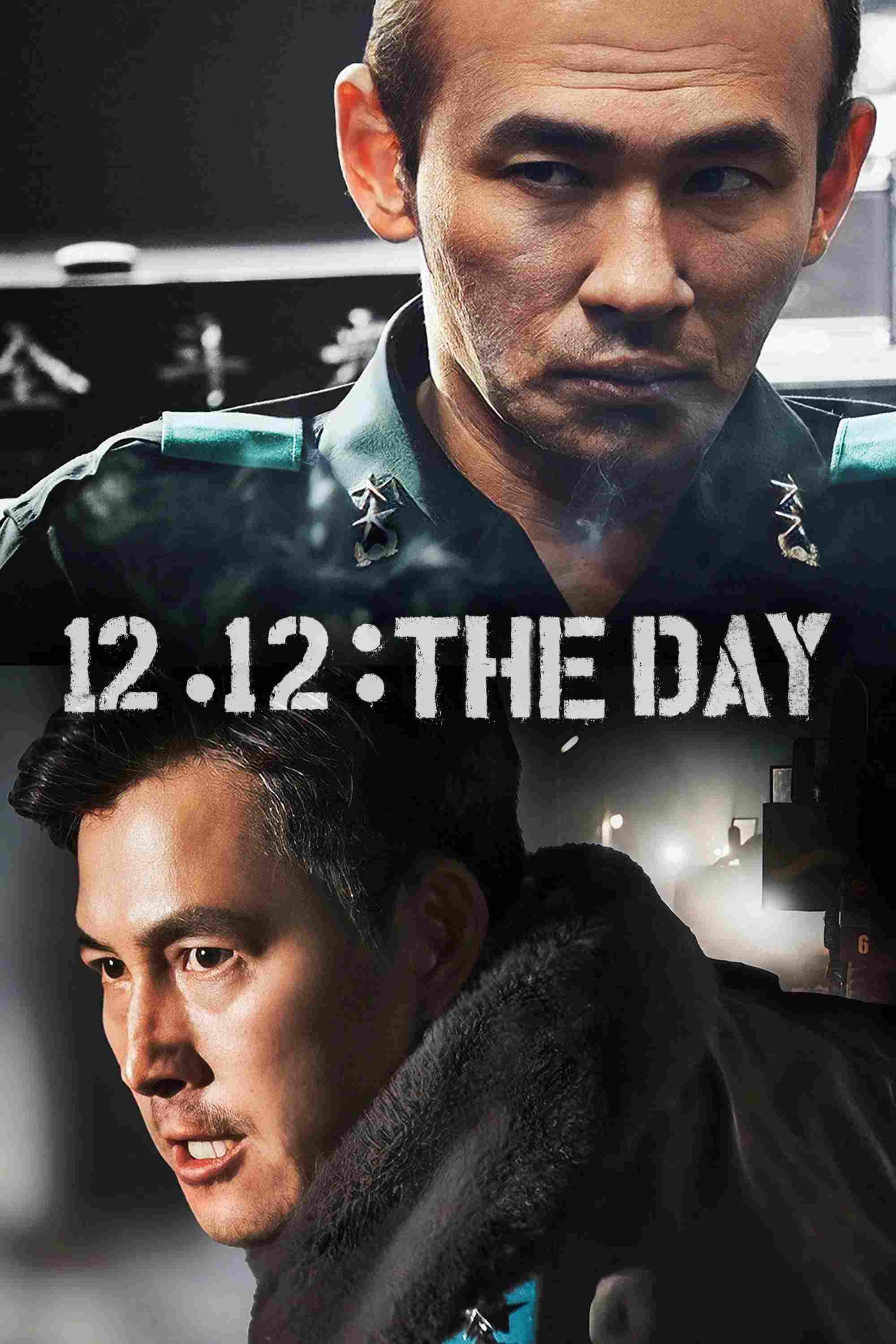 Poster chính thức của phim Phim Tâm Lý, Phim Giật Gân "12.12: The Day" (12.12: The Day - 2023), với sự tham gia của diễn viên Hwang Jung-min và Jung Woo-sung.
