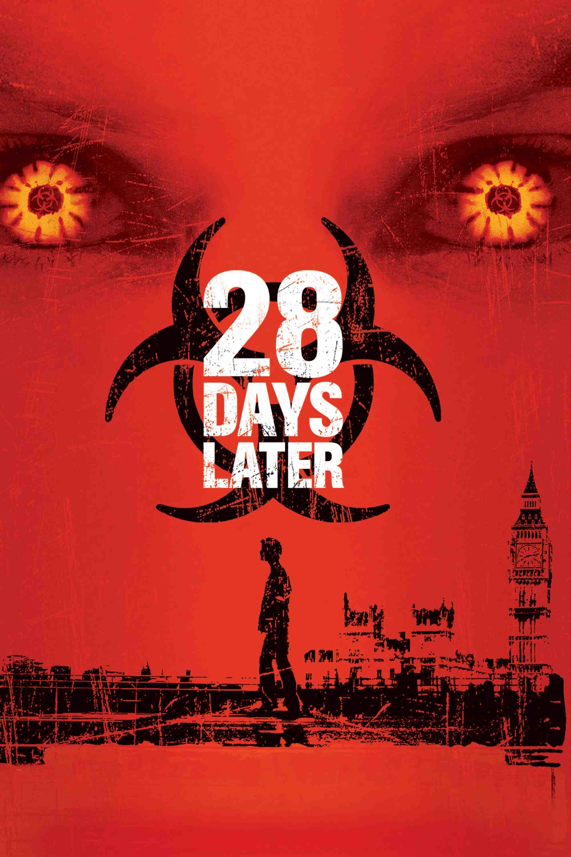 Poster chính thức của phim Phim Kinh Dị, Phim Giật Gân "28 Days Later" (28 Days Later - 2002), với sự tham gia của diễn viên Cillian Murphy và Naomie Harris.