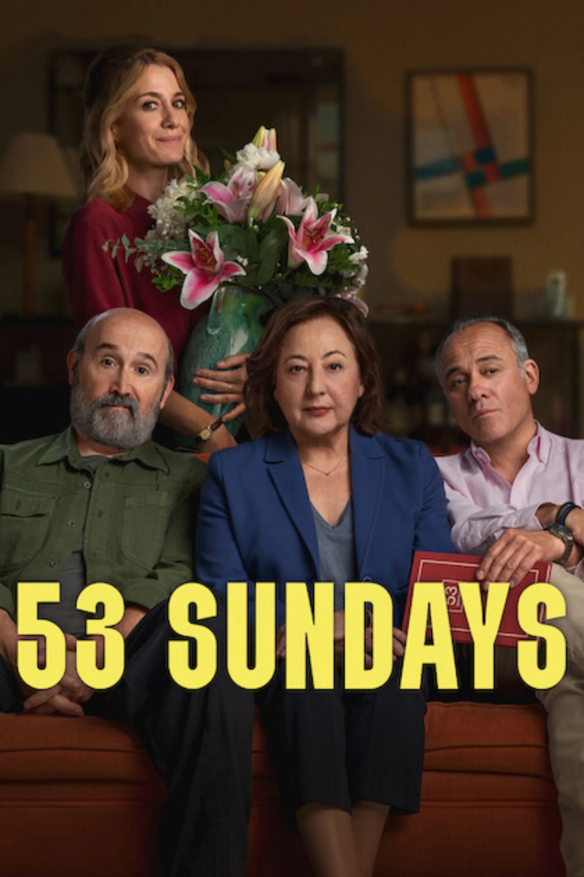 Poster chính thức của phim Phim Hài, Phim Tâm Lý "53 Ngày Chủ Nhật" (53 Sundays - 2026), với sự tham gia của diễn viên Javier Cámara và Carmen Machi.