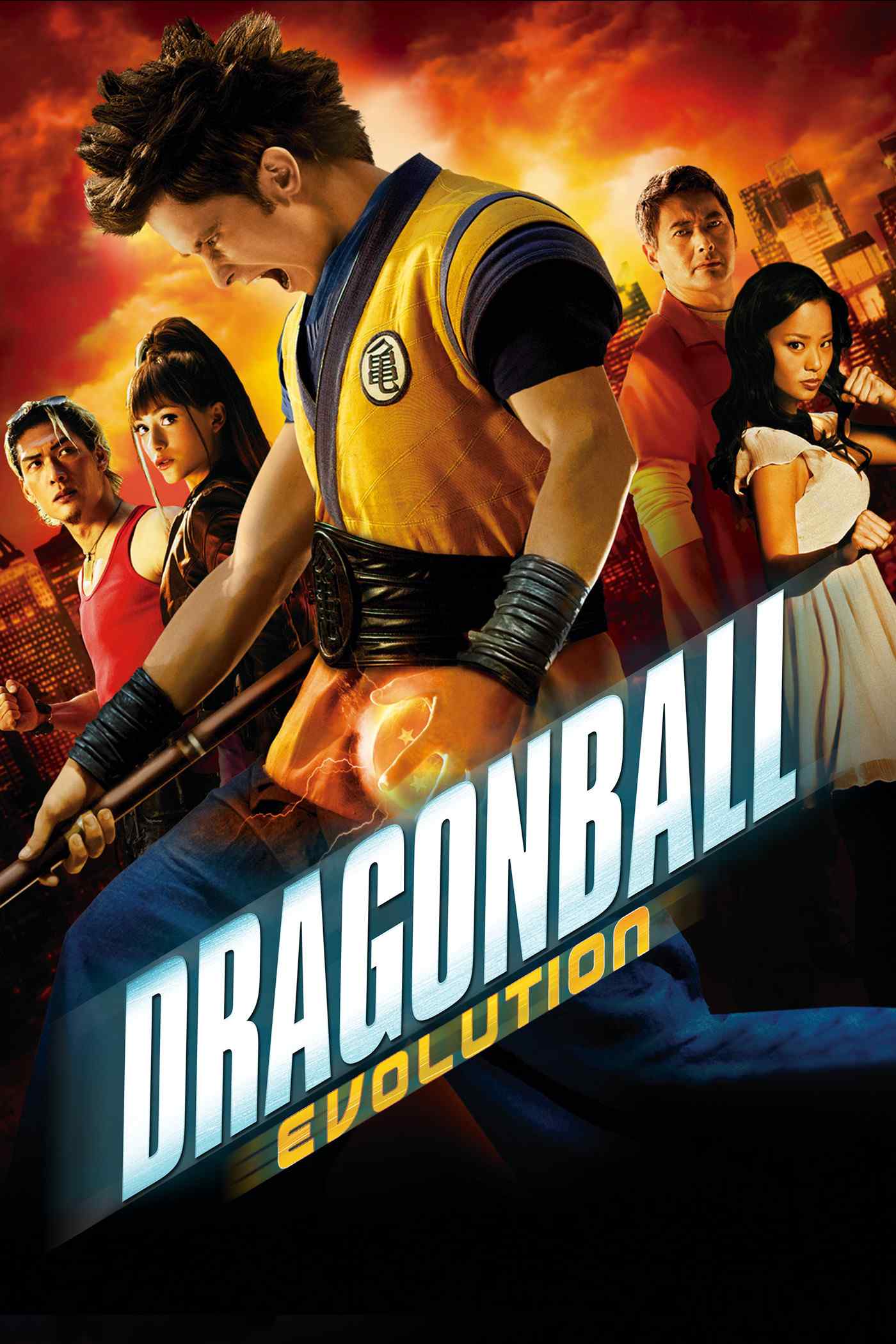Poster chính thức của phim Phim Hành Động, Phim Phiêu Lưu "7 Viên Ngọc Rồng: Tiến Hóa" (Dragonball Evolution - 2009), với sự tham gia của diễn viên Justin Chatwin và Châu Nhuận Phát.