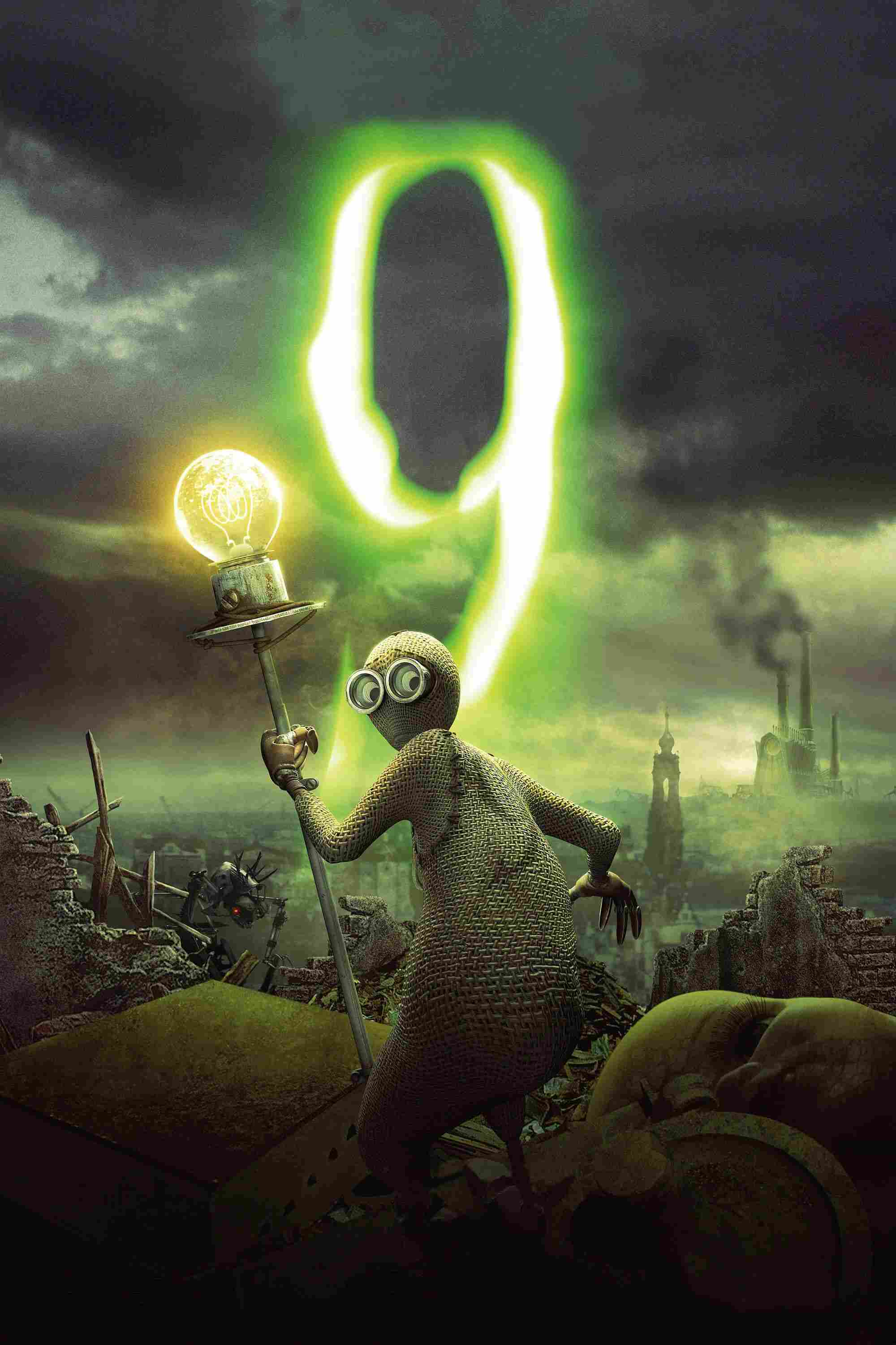 Poster chính thức của phim Phim Hành Động, Phim Phiêu Lưu "9" (9 - 2009), với sự tham gia của diễn viên Elijah Wood và Christopher Plummer.