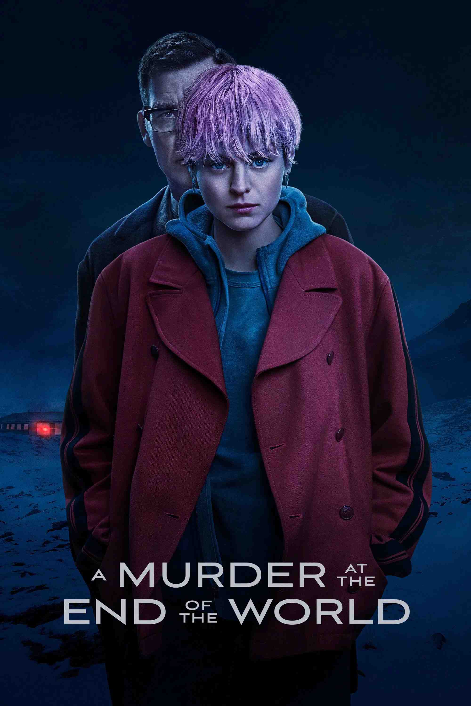 Poster chính thức của phim Phim Bí Ẩn, Phim Tâm Lý "Án mạng nơi Tận cùng Thế giới" (A Murder at the End of the World - 2023), với sự tham gia của diễn viên Emma Corrin và Brit Marling.