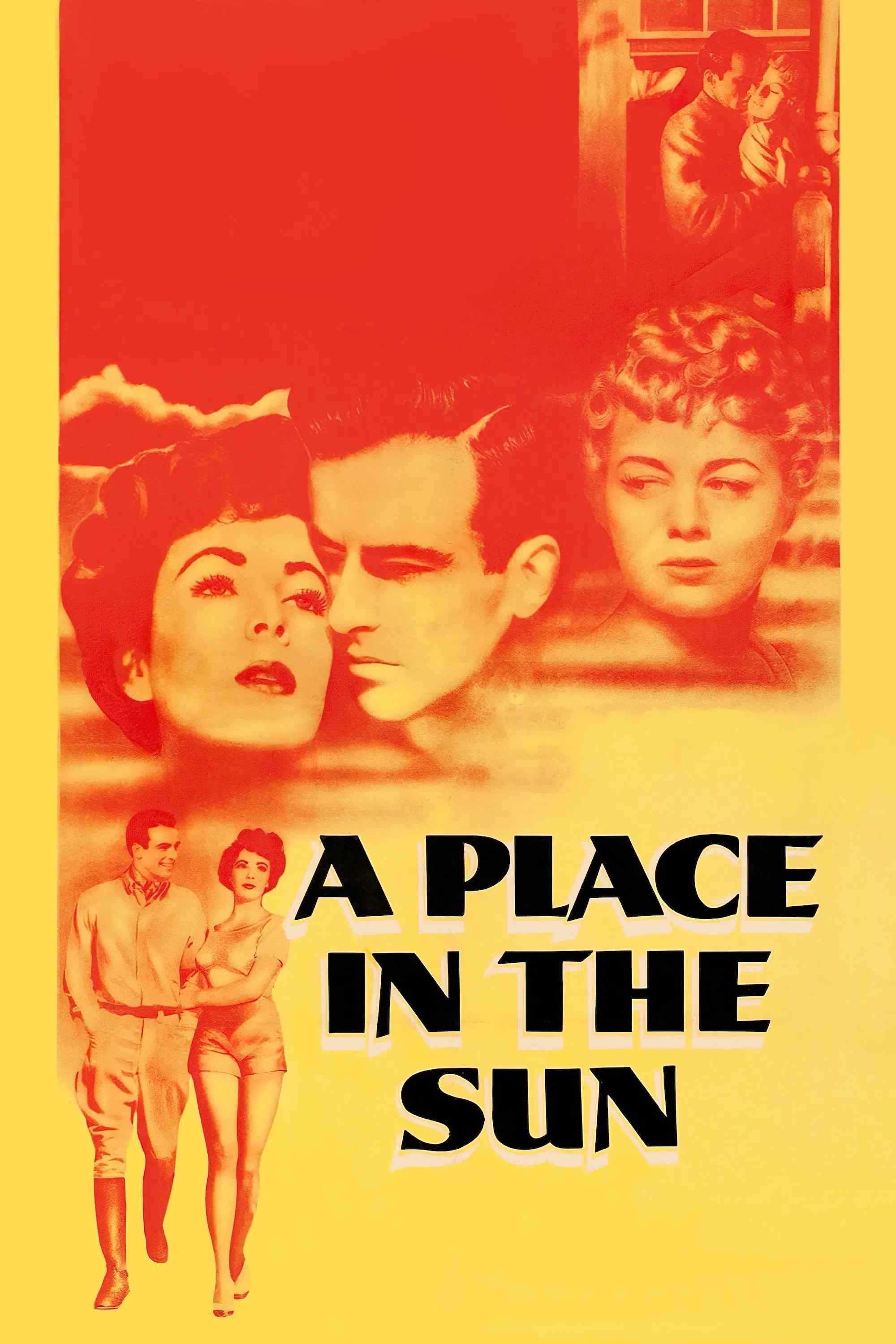 Poster chính thức của phim Phim Tâm Lý, Phim Tình Cảm "A Place in the Sun" (A Place in the Sun - 1951), với sự tham gia của diễn viên Montgomery Clift và Elizabeth Taylor.