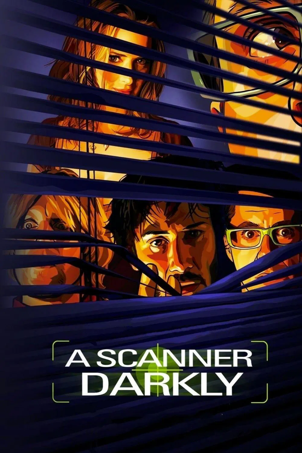 Poster chính thức của phim Phim Hoạt Hình, Phim Viễn Tưởng "A Scanner Darkly" (A Scanner Darkly - 2006), với sự tham gia của diễn viên Keanu Reeves và Robert Downey Jr.