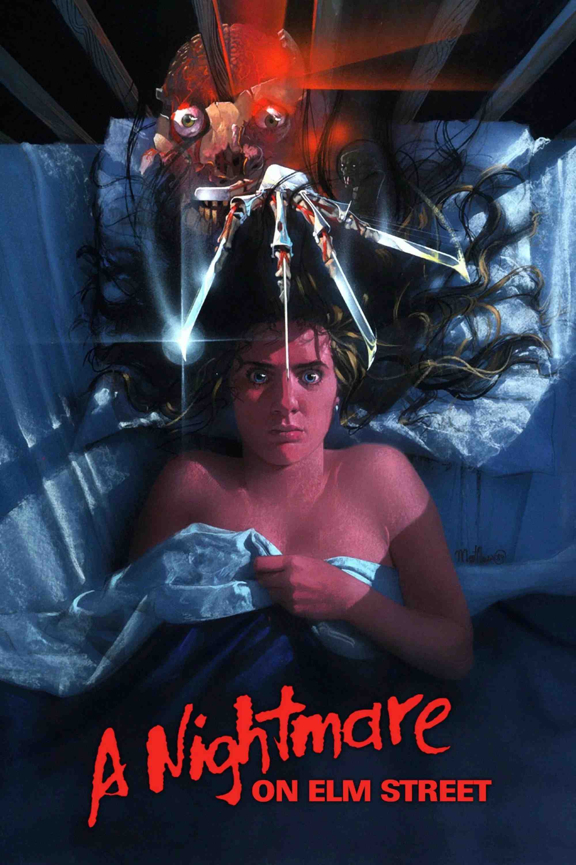 Poster chính thức của phim Phim Kinh Dị "Ác Mộng Đường Phố 1984" (A Nightmare on Elm Street - 1984), với sự tham gia của diễn viên Heather Langenkamp và Robert Englund.