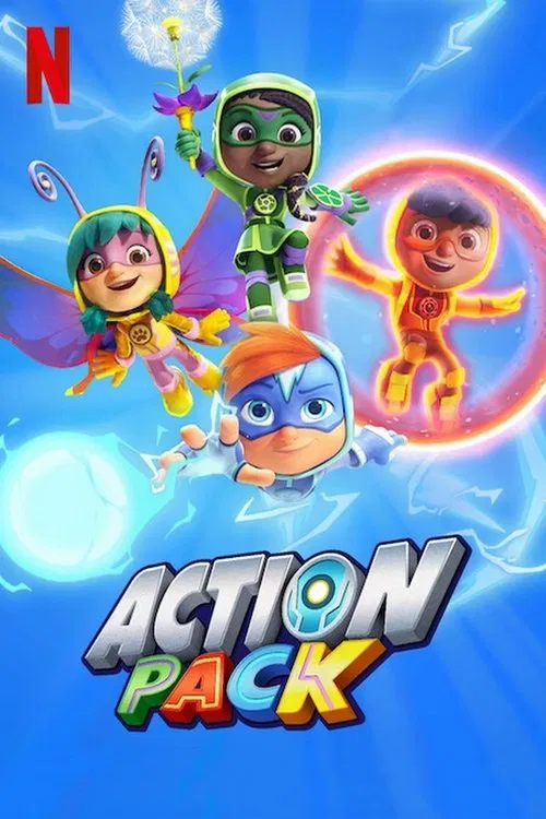 Poster chính thức của phim Phim Hoạt Hình, Phim Gia Đình "Action Pack: Siêu Nhân Nhí Hành Động" (Action Pack - 2022).