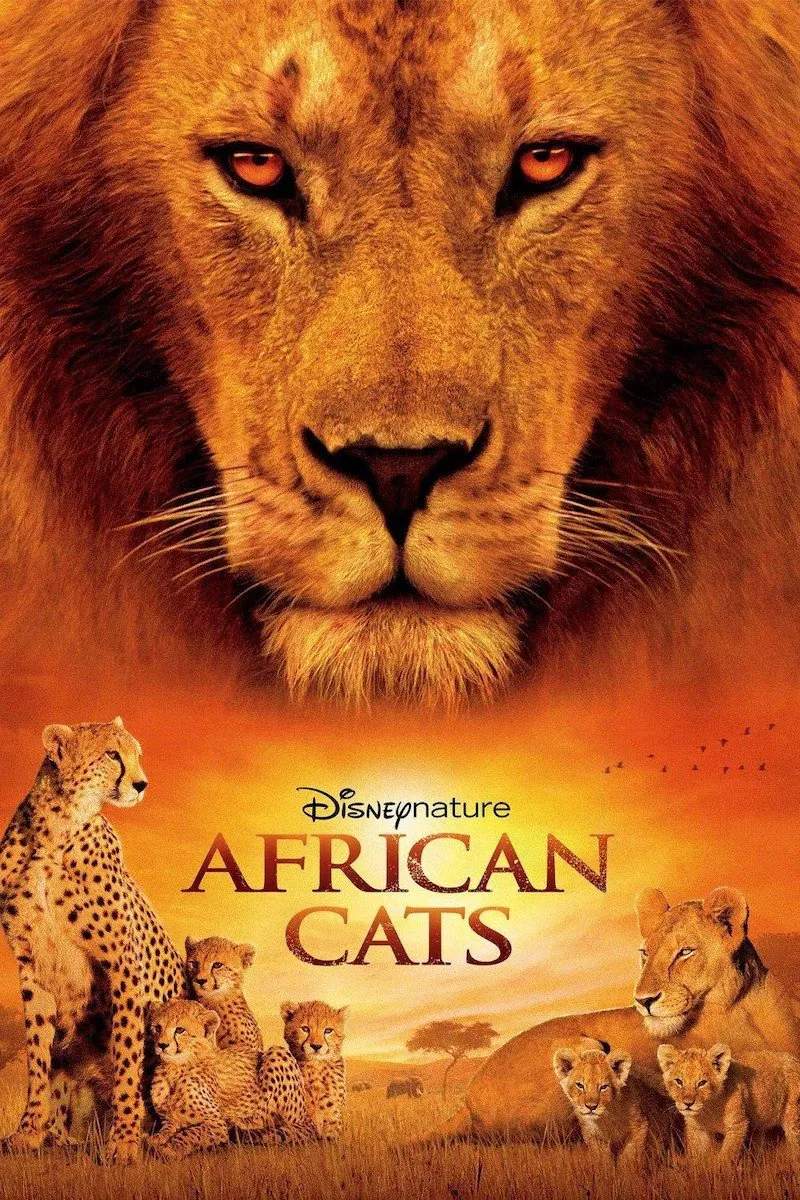 Poster chính thức của phim Phim Tài Liệu, Phim Phiêu Lưu "African Cats" (African Cats - 2011), với sự tham gia của diễn viên Samuel L. Jackson và Patrick Stewart.
