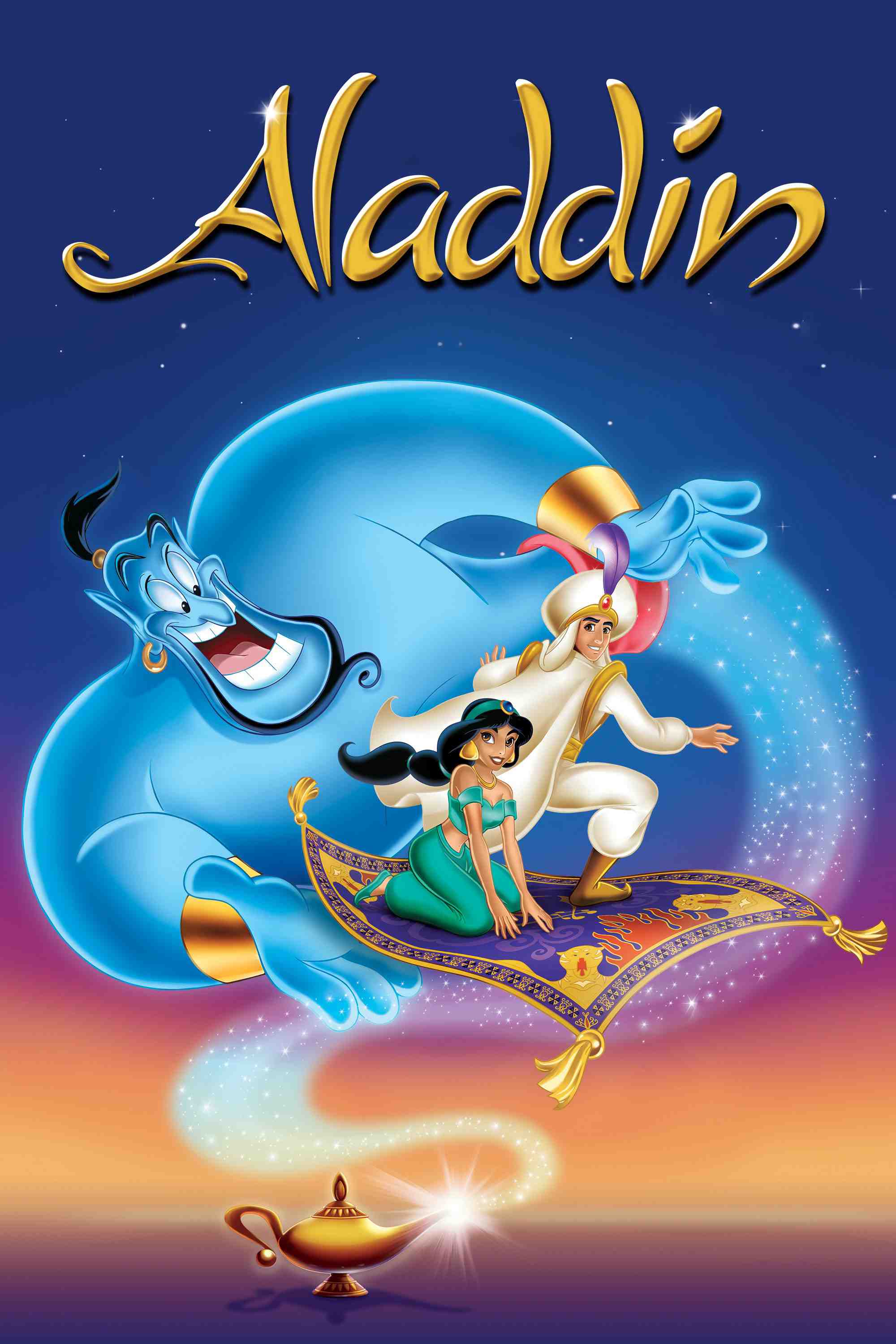 Poster chính thức của phim Phim Hoạt Hình, Phim Gia Đình "Aladdin Và Cây Đèn Thần" (Aladdin - 1992), với sự tham gia của diễn viên Scott Weinger và Robin Williams.