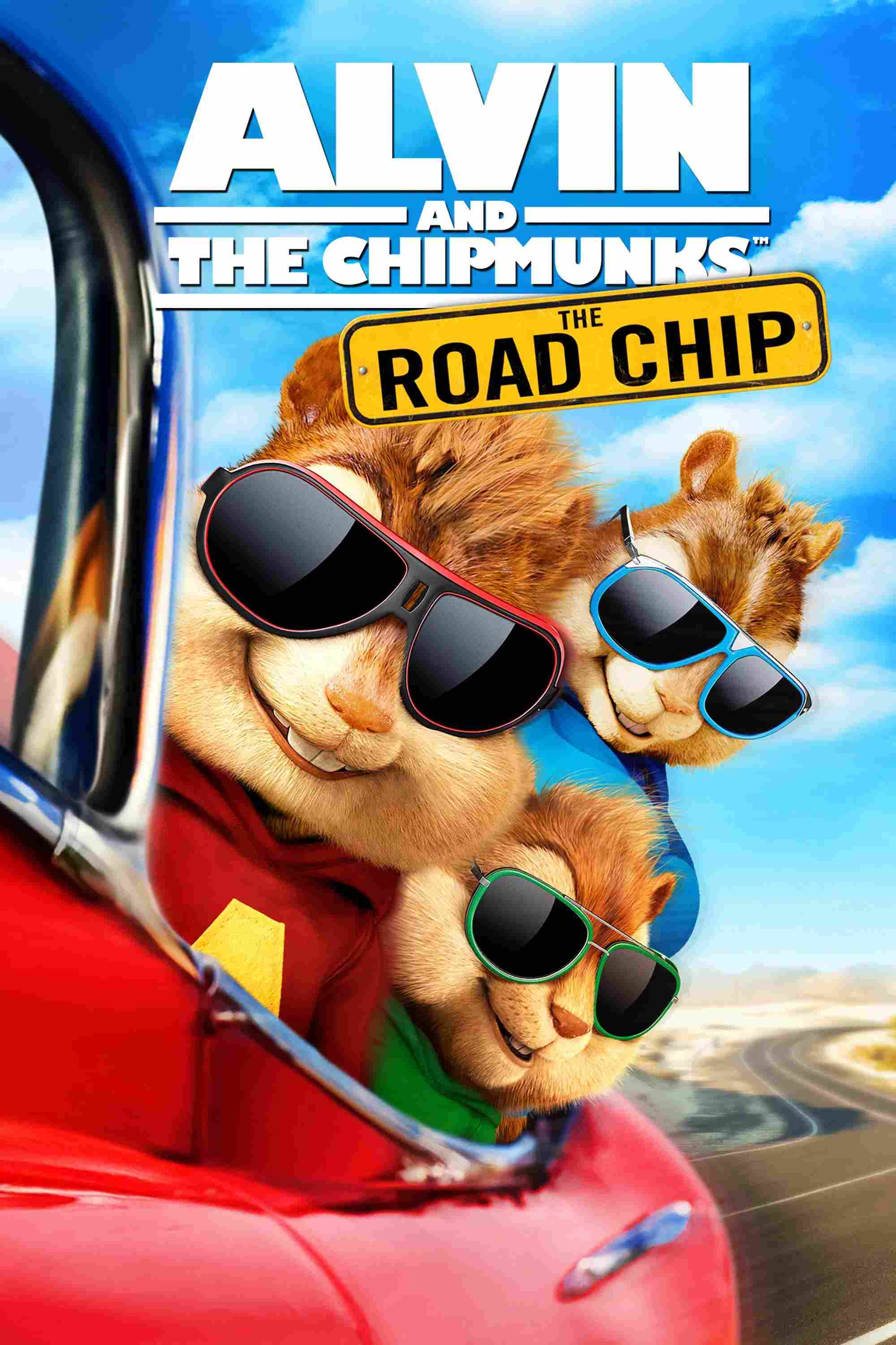 Poster chính thức của phim Phim Gia Đình, Phim Hài "Alvin & The Chipmunks: Sóc chuột du hí" (Alvin and the Chipmunks: The Road Chip - 2015), với sự tham gia của diễn viên Jason Lee và Justin Long.