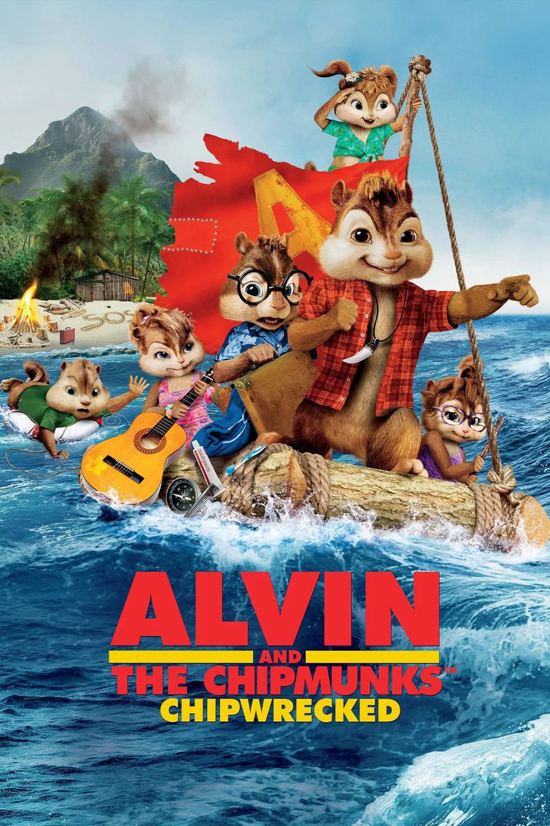 Poster chính thức của phim Phim Hài, Phim Giả Tượng "Alvin và nhóm sóc chuột 3" (Alvin and the Chipmunks: Chipwrecked - 2011), với sự tham gia của diễn viên Jason Lee và David Cross.
