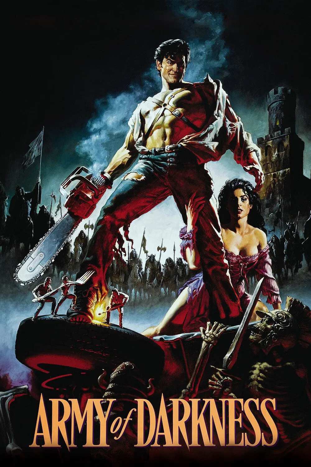 Poster chính thức của phim Phim Giả Tượng, Phim Kinh Dị "Âm Binh" (Army of Darkness - 1992), với sự tham gia của diễn viên Bruce Campbell và Embeth Davidtz.