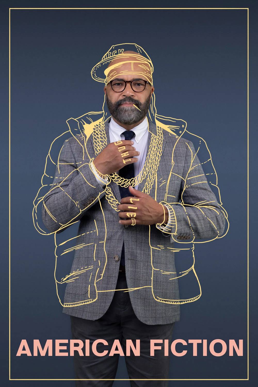 Poster chính thức của phim Phim Hài, Phim Tâm Lý "American Fiction" (American Fiction - 2023), với sự tham gia của diễn viên Jeffrey Wright và John Ortiz.