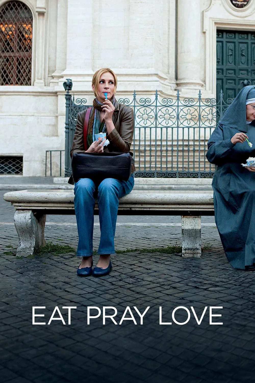 Poster chính thức của phim Phim Tâm Lý, Phim Tình Cảm "Ăn, Cầu nguyện, Yêu" (Eat Pray Love - 2010), với sự tham gia của diễn viên Julia Roberts và Javier Bardem.