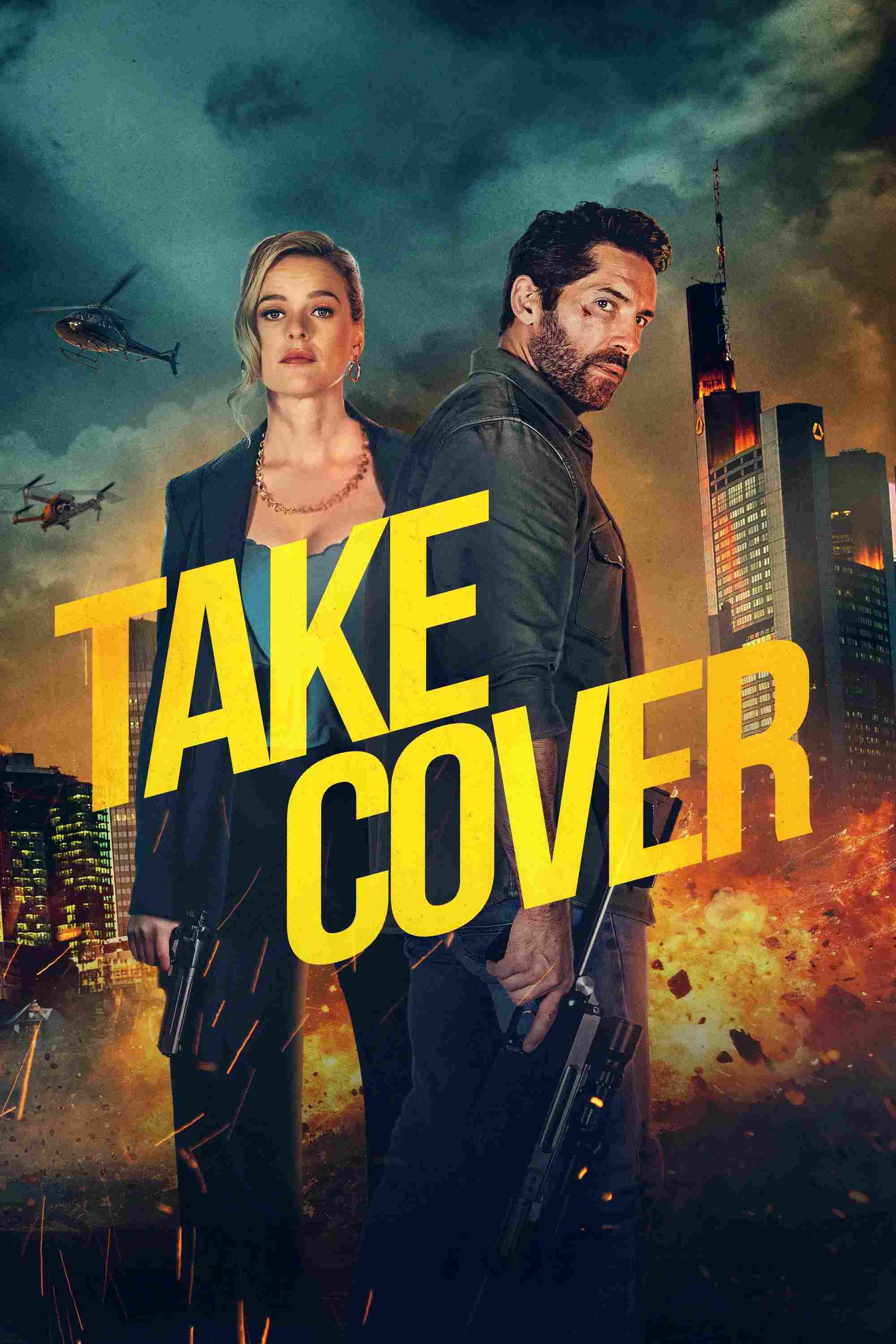 Poster chính thức của phim Phim Hành Động, Phim Giật Gân "Ẩn Nấp" (Take Cover - 2024), với sự tham gia của diễn viên Scott Adkins và Jack Parr.