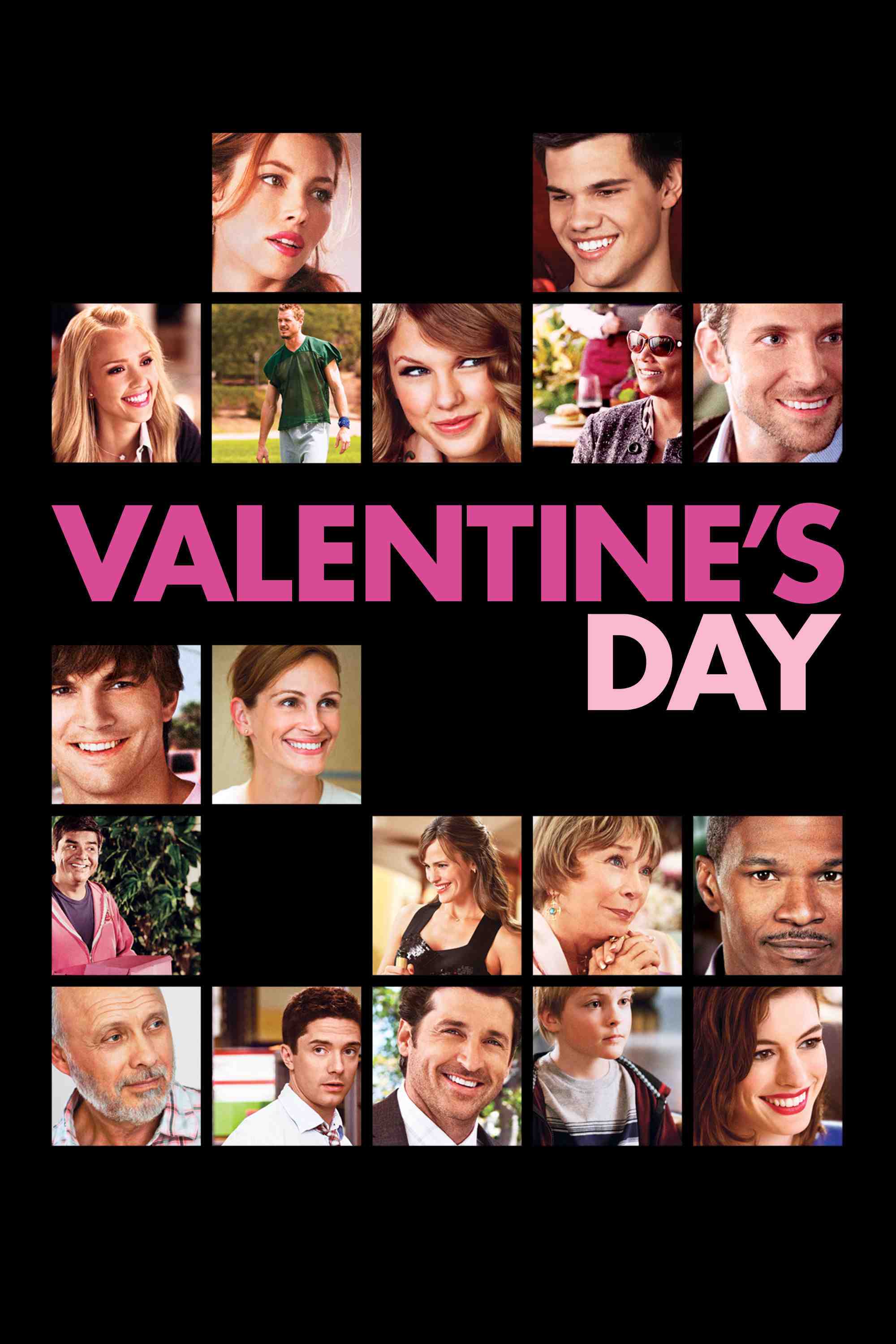 Poster chính thức của phim Phim Hài, Phim Tình Cảm "Ẩn Số Tình Yêu" (Valentine's Day - 2010), với sự tham gia của diễn viên Bradley Cooper và Jessica Alba.