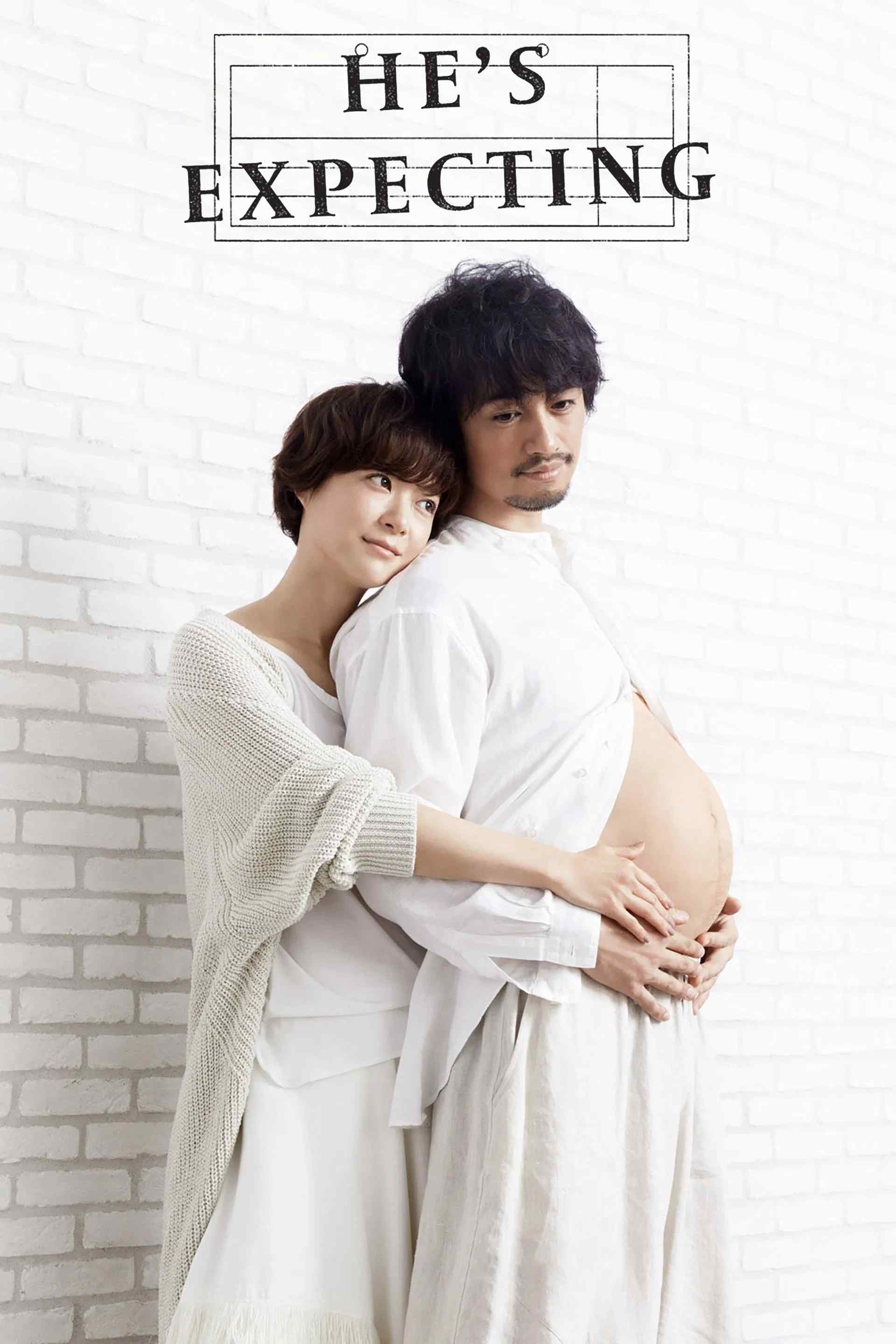 Poster chính thức của phim Phim Tâm Lý, Phim Hài "Anh Ấy Có Bầu" (He's Expecting - 2022), với sự tham gia của diễn viên Takumi Saitoh và Juri Ueno.