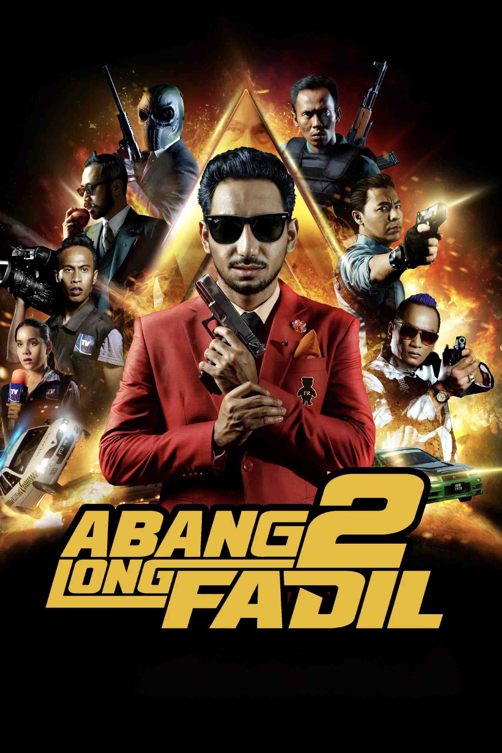Poster chính thức của phim Phim Hành Động, Phim Hài "Anh Cả Fadil 2" (Abang Long Fadil 2 - 2017), với sự tham gia của diễn viên Zizan Razak và Syamsul Yusof.