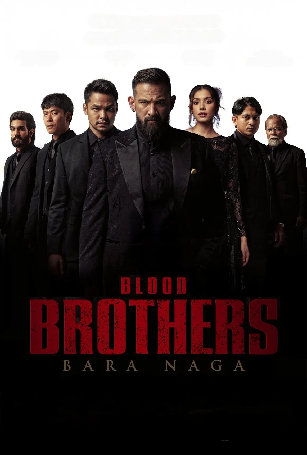 Poster chính thức của phim Phim Hành Động, Phim Hình Sự "Anh Em Đối Đầu (Bara Naga)" (Blood Brothers: Bara Naga - 2025), với sự tham gia của diễn viên Sharnaaz Ahmad và Syafiq Kyle.