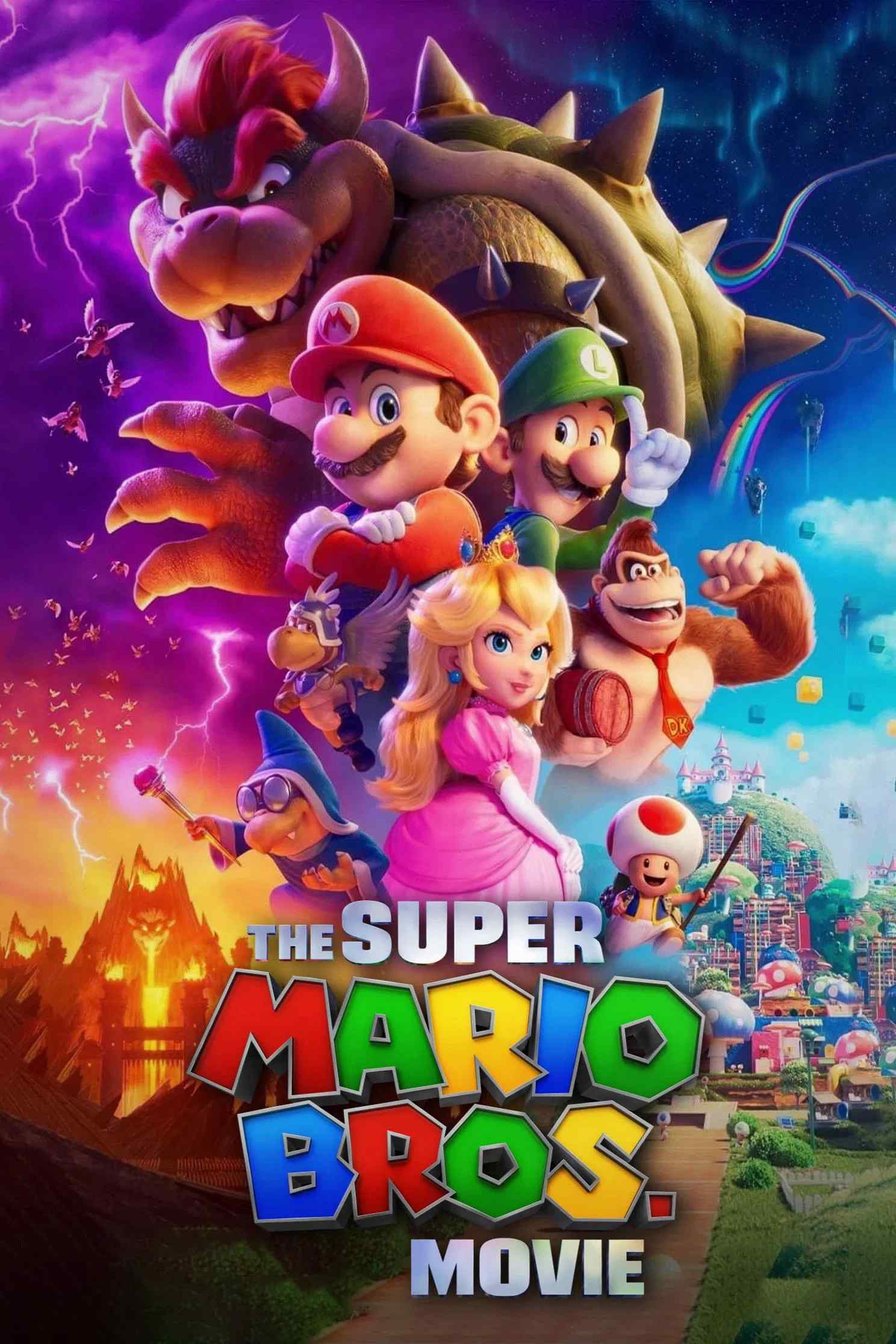Poster chính thức của phim Phim Gia Đình, Phim Hài "Anh em Super Mario" (The Super Mario Bros. Movie - 2023), với sự tham gia của diễn viên Chris Pratt và Anya Taylor-Joy.