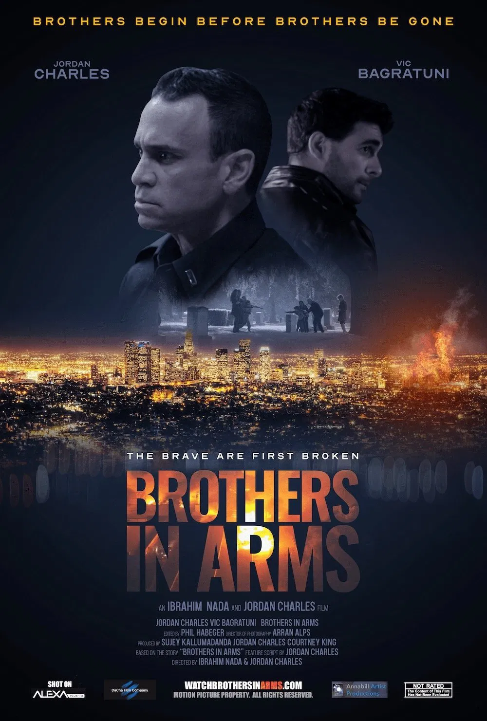 Poster chính thức của phim Phim Tâm Lý, Phim Hình Sự "Anh Em Wahab" (Brothers In Arms - 2023), với sự tham gia của diễn viên Jordan Charles và Vic Bagratuni.
