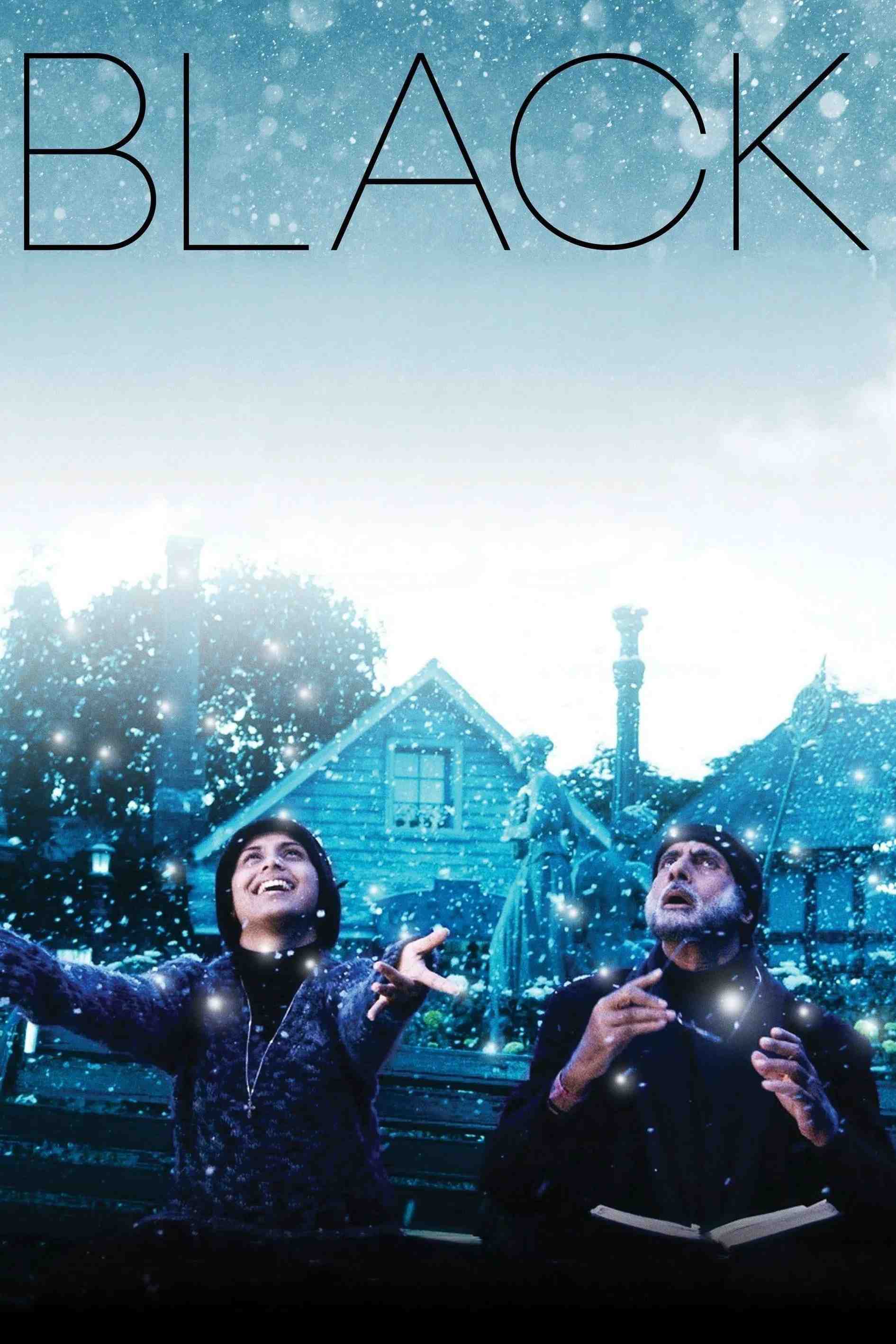 Poster chính thức của phim Phim Tâm Lý "Ánh Sáng Từ Bóng Tối" (Black - 2005), với sự tham gia của diễn viên Amitabh Bachchan và Rani Mukerji.