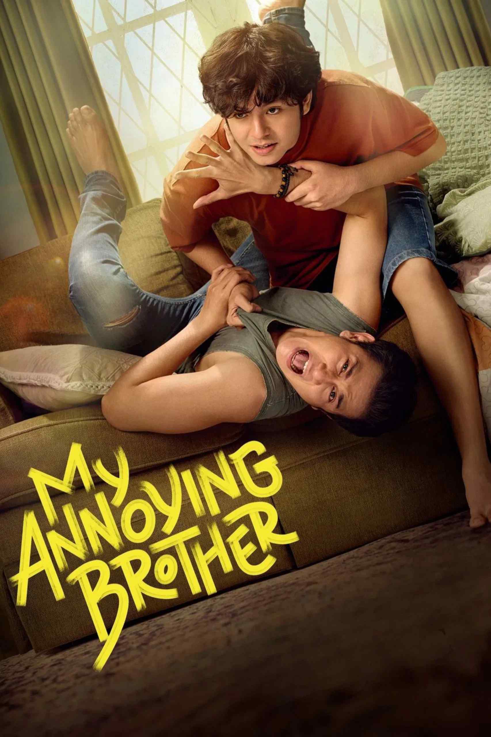 Poster chính thức của phim Phim Hài, Phim Tâm Lý "Anh Trai Phiền Phức Của Tôi" (My Annoying Brother - 2024), với sự tham gia của diễn viên Vino G. Bastian và Angga Yunanda.