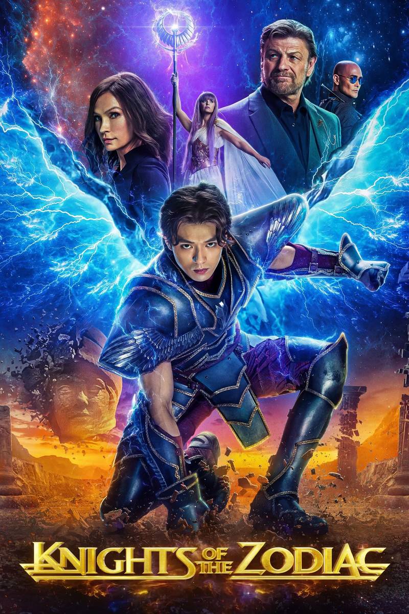 Poster chính thức của phim Phim Giả Tượng, Phim Hành Động "Áo Giáp Vàng: Thánh Chiến Khởi Đầu" (Knights of the Zodiac - 2023), với sự tham gia của diễn viên Mackenyu và Madison Iseman.