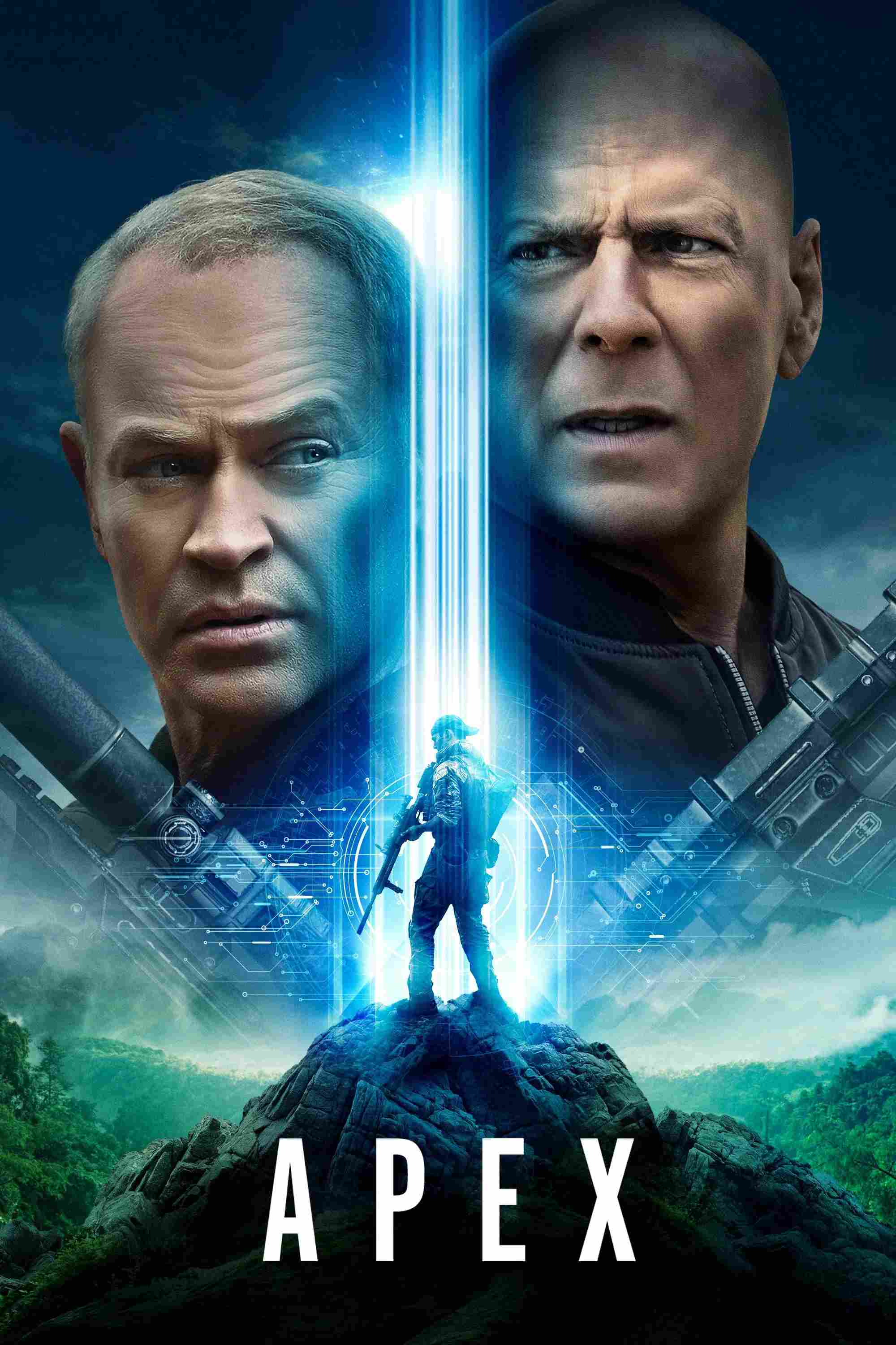 Poster chính thức của phim Phim Hành Động, Phim Giật Gân "Apex" (Apex - 2021), với sự tham gia của diễn viên Neal McDonough và Bruce Willis.