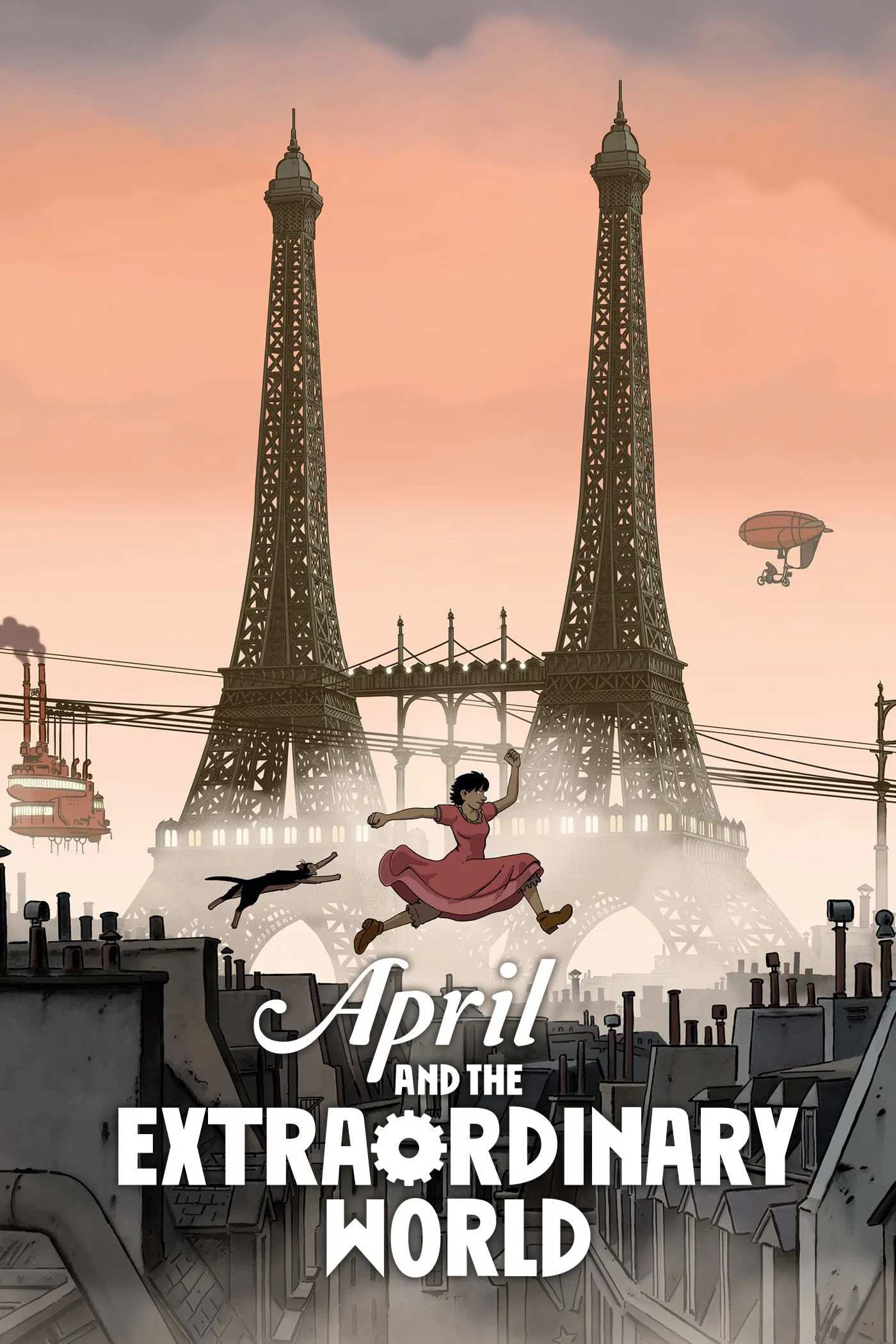 Poster chính thức của phim Phim Giật Gân, Phim Phiêu Lưu "April Và Thế Giới Lạ Thường" (April and the Extraordinary World - 2015), với sự tham gia của diễn viên Marion Cotillard và Philippe Katerine.