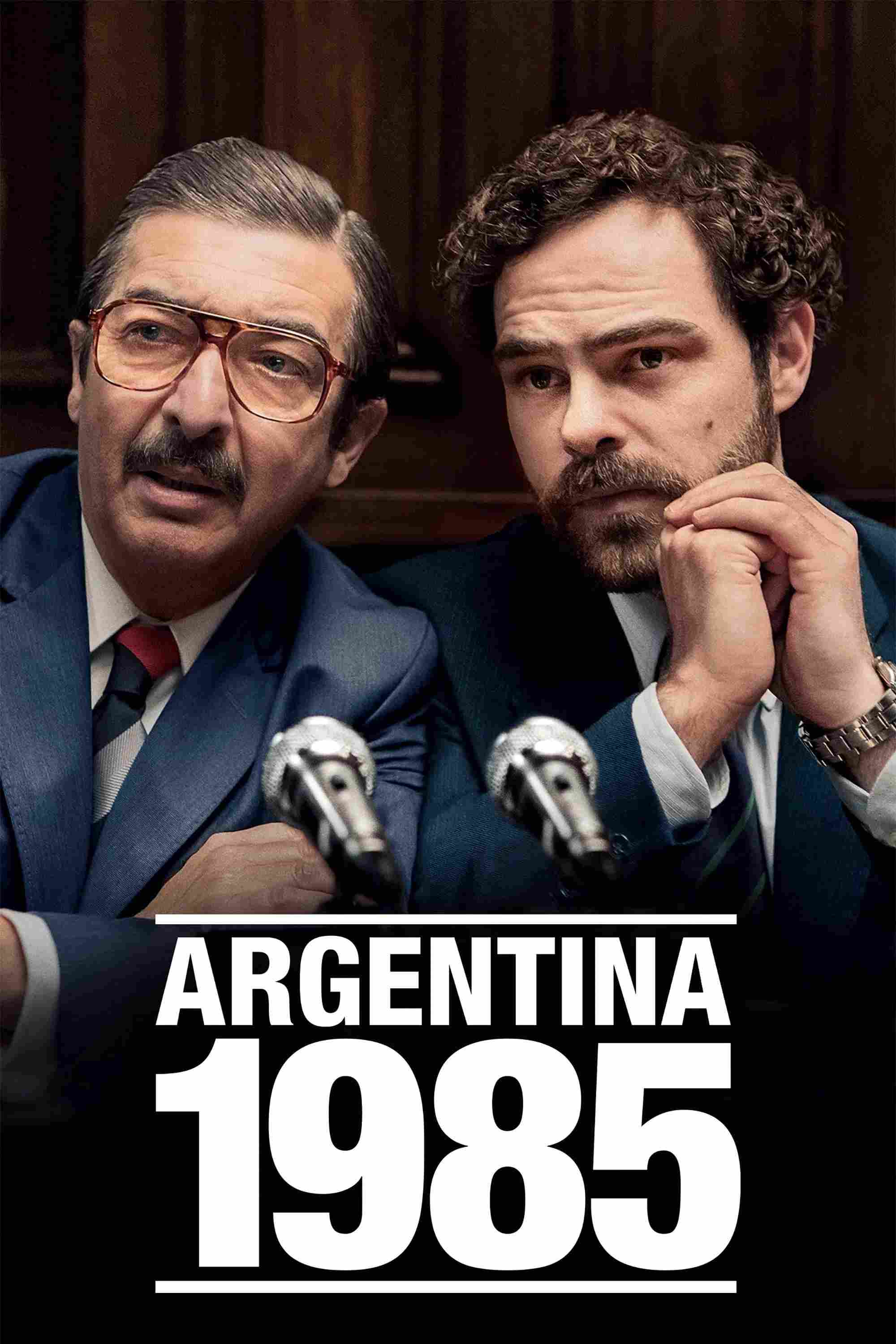Poster chính thức của phim Phim Tâm Lý, Phim Lịch Sử "Argentina, 1985" (Argentina 1985 - 2022), với sự tham gia của diễn viên Ricardo Darín và Peter Lanzani.