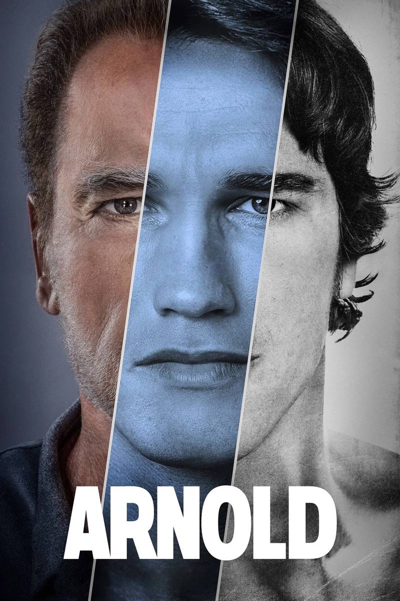 Poster chính thức của phim Phim Tài Liệu "Arnold" (Arnold - 2023), với sự tham gia của diễn viên Arnold Schwarzenegger và Sylvester Stallone.