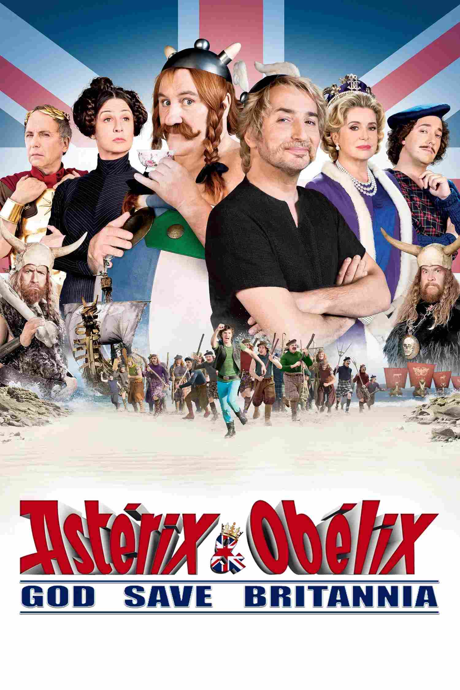 Poster chính thức của phim Phim Gia Đình, Phim Phiêu Lưu "Asterix & Obelix: God Save Britannia" (Asterix & Obelix: God Save Britannia - 2012), với sự tham gia của diễn viên Édouard Baer và Gérard Depardieu.
