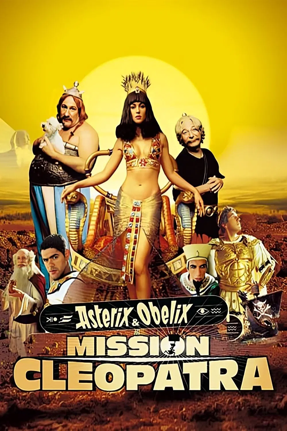 Poster chính thức của phim Phim Gia Đình, Phim Giả Tượng "Asterix và Obelix Nhiệm Vụ Của Cleopatra" (Asterix & Obelix: Mission Cleopatra - 2002), với sự tham gia của diễn viên Christian Clavier và Gérard Depardieu.