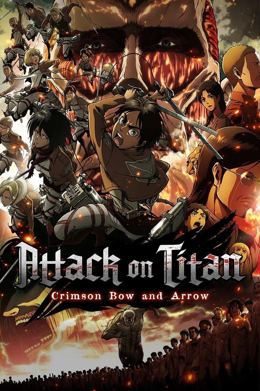 Poster chính thức của phim Phim Hoạt Hình, Phim Hành Động "Attack On Titan: Crimson Bow And Arrow" (Attack on Titan: Crimson Bow and Arrow - 2014), với sự tham gia của diễn viên Yuki Kaji và Marina Inoue.