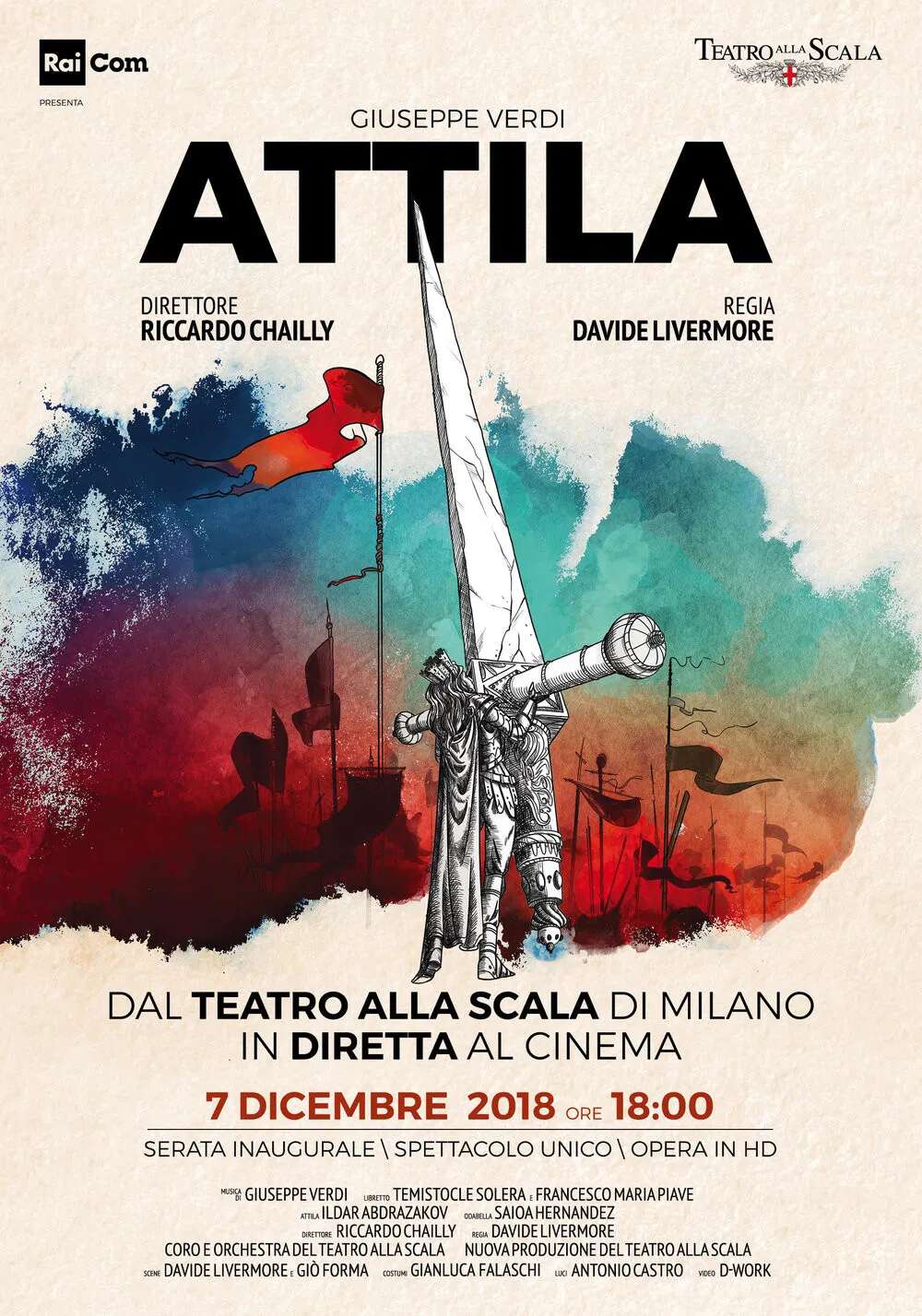 Poster chính thức của phim Phim Ca Nhạc "Attila" (Attila - 2018), với sự tham gia của diễn viên Ildar Abdrazakov và Saioa Hernández.