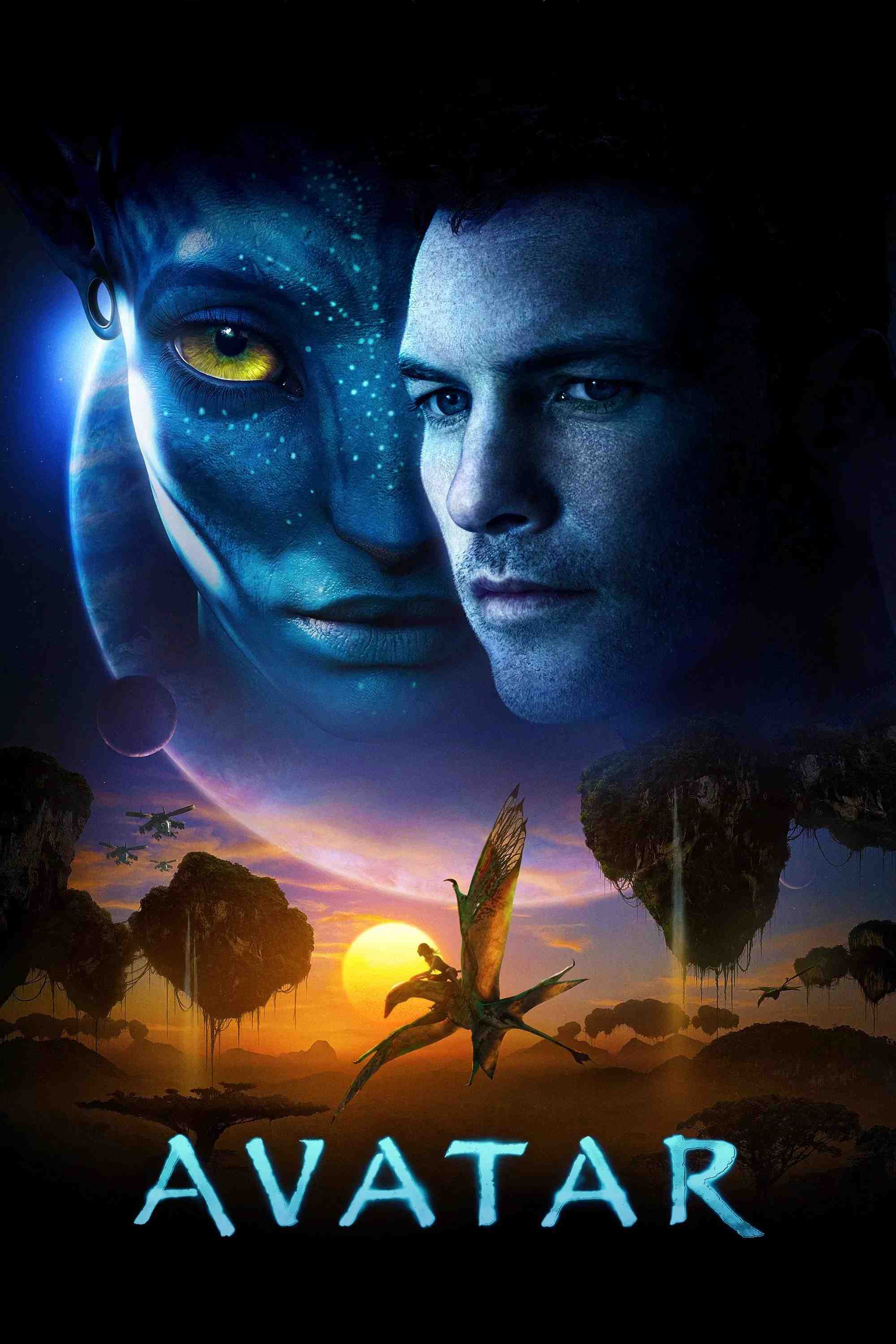 Poster chính thức của phim Phim Hành Động, Phim Phiêu Lưu "Avatar" (Avatar - 2009), với sự tham gia của diễn viên Sam Worthington và Zoe Saldaña.