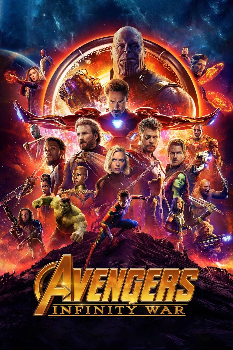 Poster chính thức của phim Phim Phiêu Lưu, Phim Hành Động "Avengers: Cuộc Chiến Vô Cực" (Avengers: Infinity War - 2018), với sự tham gia của diễn viên Robert Downey Jr. và Chris Evans.