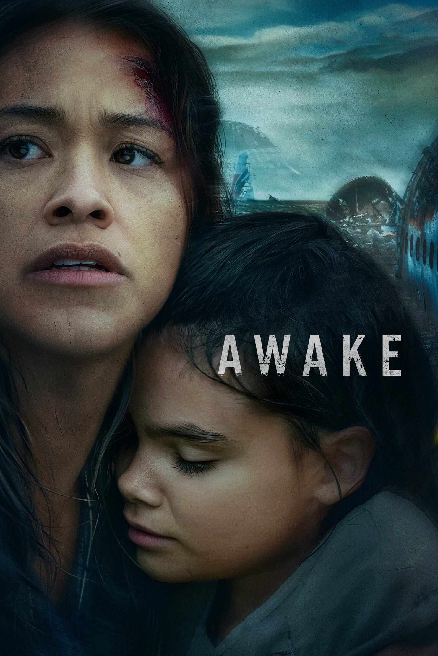 Poster chính thức của phim Phim Tâm Lý, Phim Viễn Tưởng "Awake – Thức giấc" (Awake - 2021), với sự tham gia của diễn viên Gina Rodriguez và Ariana Greenblatt.