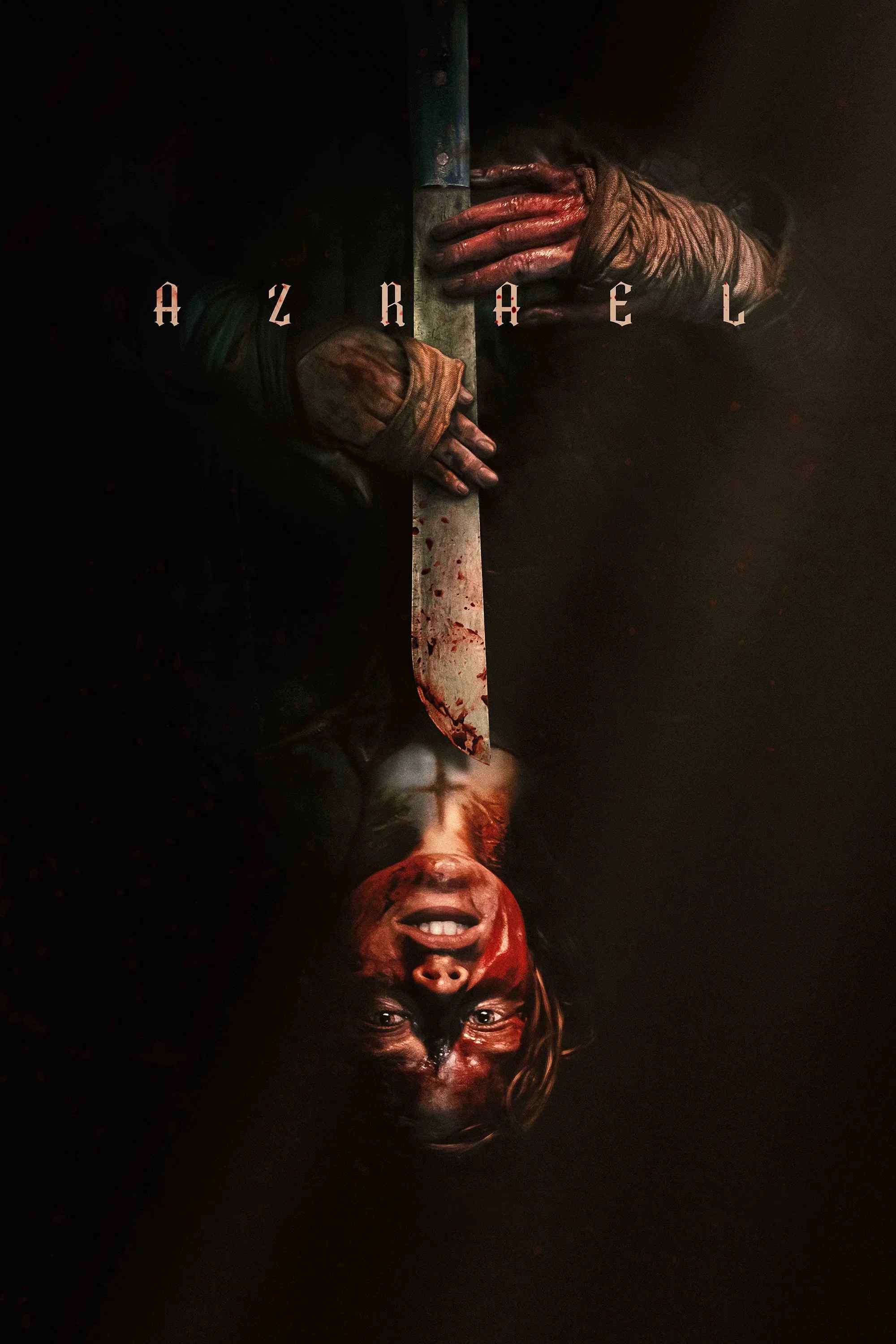 Poster chính thức của phim Phim Hành Động, Phim Kinh Dị "Azrael: Cuộc Chiến Sinh Tồn" (Azrael - 2024), với sự tham gia của diễn viên Samara Weaving và Vic Carmen Sonne.