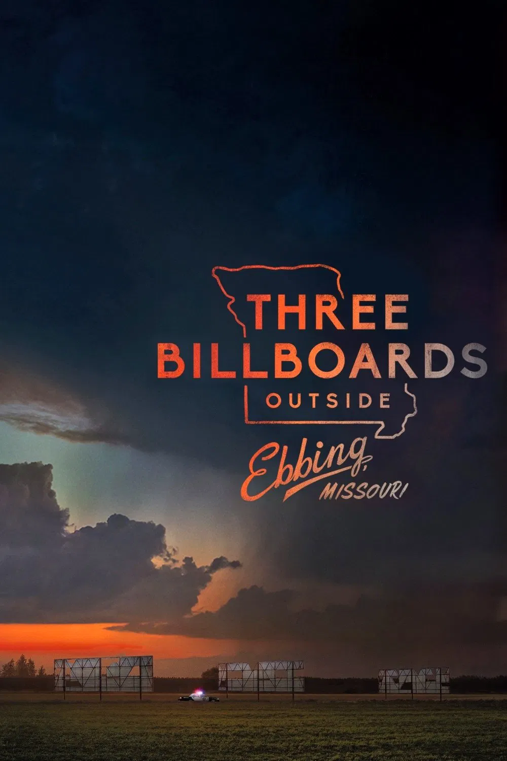 Poster chính thức của phim Phim Hình Sự, Phim Tâm Lý "Ba Biển Quảng Cáo Ngoài Trời Ở Missouri" (Three Billboards Outside Ebbing, Missouri - 2017), với sự tham gia của diễn viên Frances McDormand và Woody Harrelson.