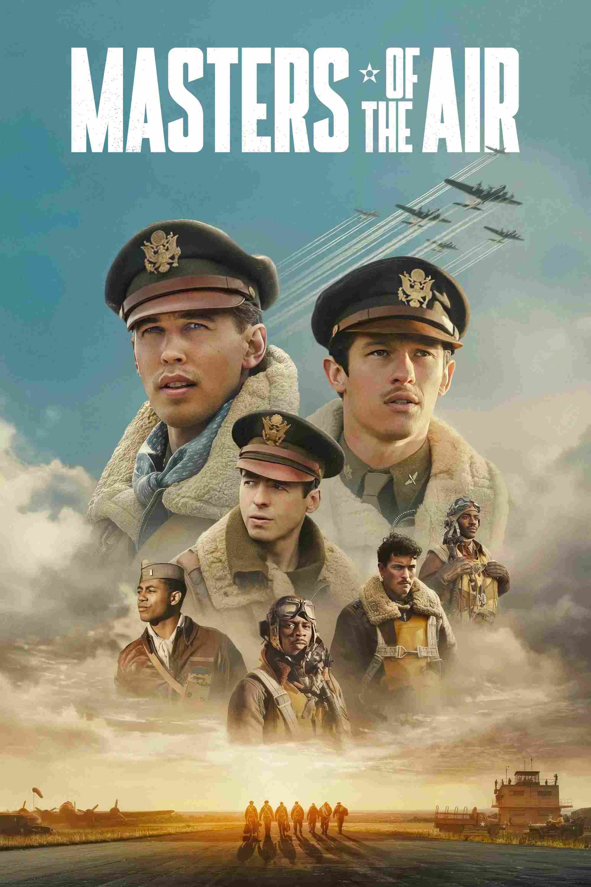 Poster chính thức của phim Phim Tâm Lý, Phim Chiến Tranh & Chính Trị "Bá Chủ Bầu Trời" (Masters of the Air - 2024), với sự tham gia của diễn viên Austin Butler và Callum Turner.