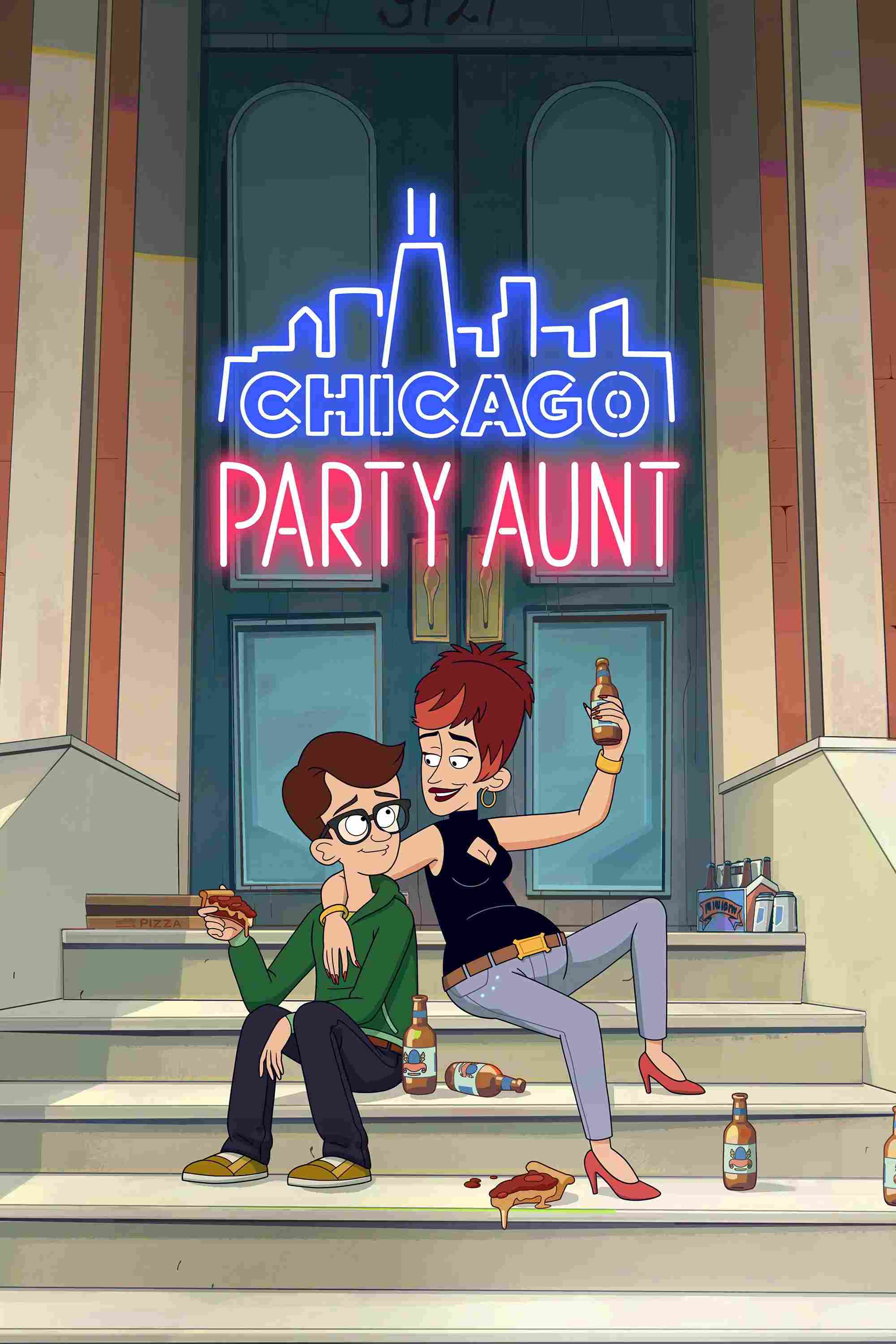 Poster chính thức của phim Phim Hoạt Hình, Phim Hài "Bà Cô Tiệc Tùng (Phần 2)" (Chicago Party Aunt - 2021), với sự tham gia của diễn viên Lauren Ash và Rory O'Malley.