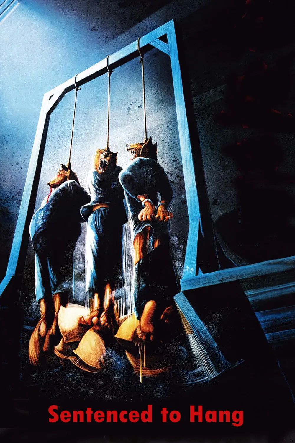 Poster chính thức của phim Phim Hình Sự, Phim Tâm Lý "Ba Con Sói" (Sentenced to Hang - 1989), với sự tham gia của diễn viên Lương Gia Huy và Trịnh Tắc Sĩ.