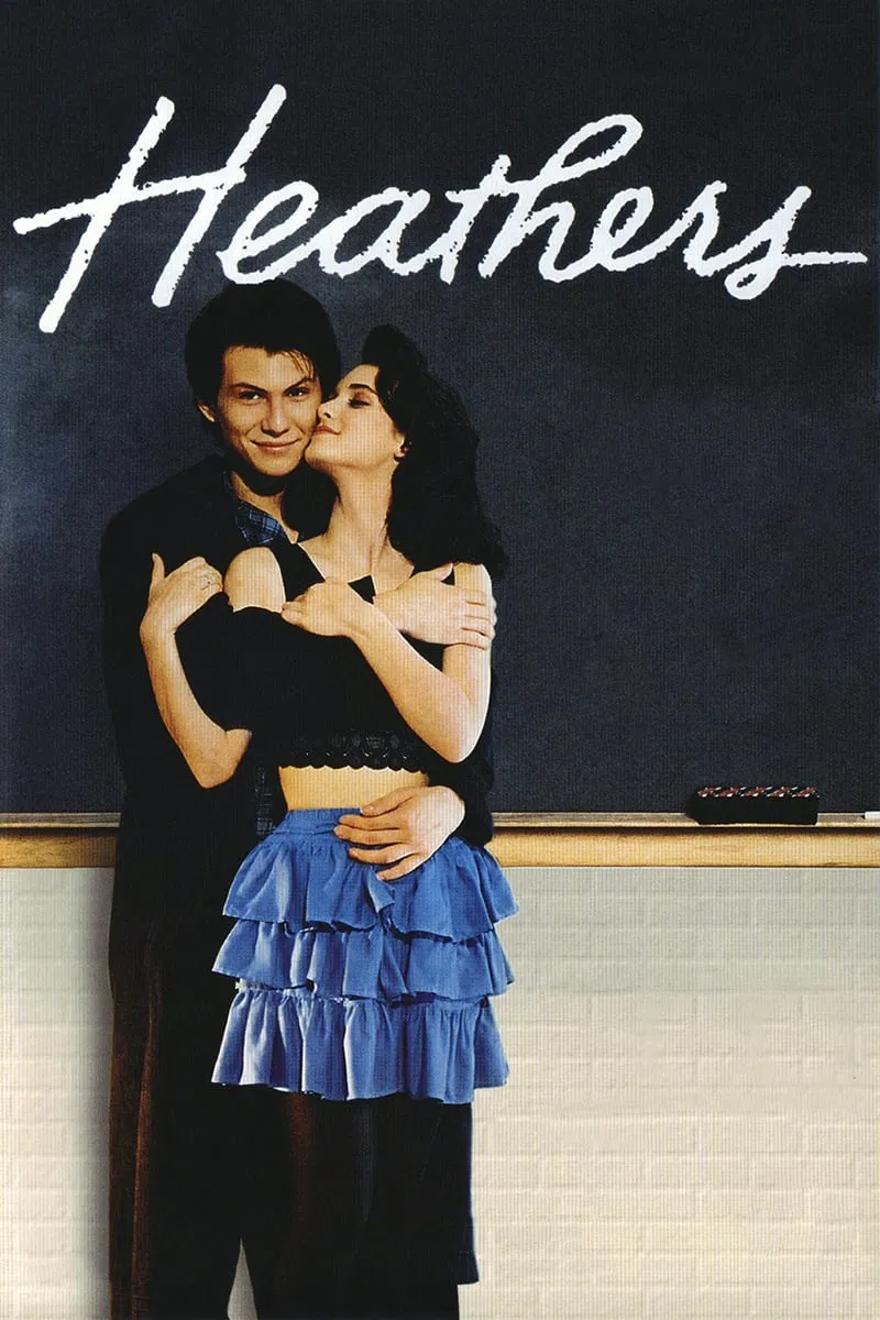 Poster chính thức của phim Phim Hài, Phim Hình Sự "Ba Nàng Heather" (Heathers - 1988), với sự tham gia của diễn viên Winona Ryder và Christian Slater.