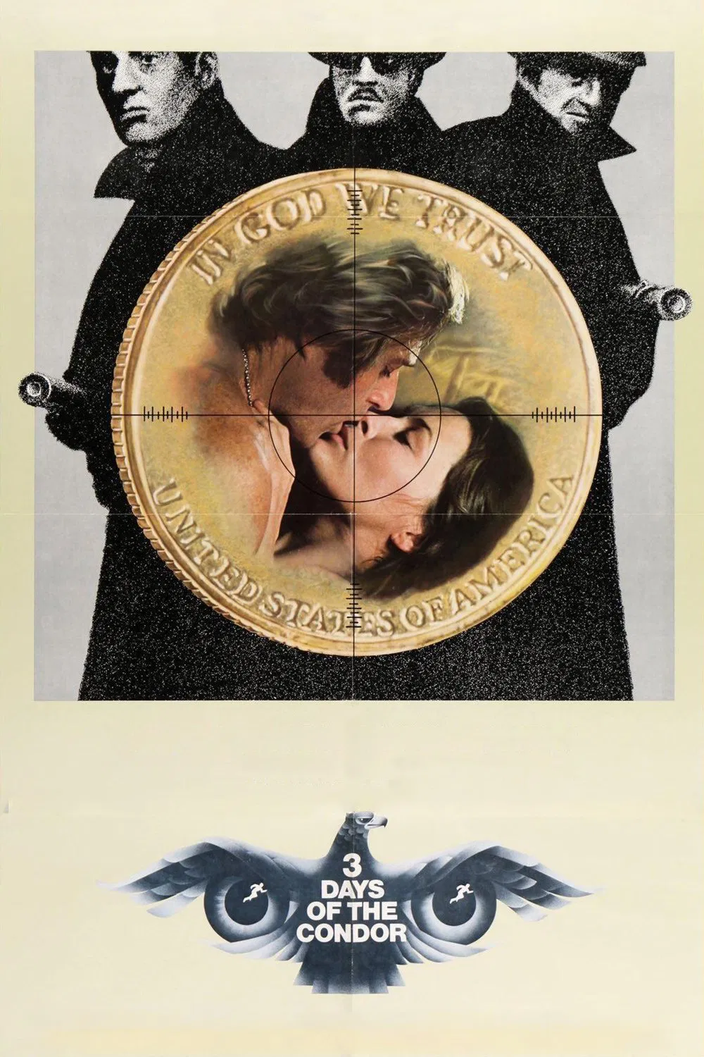 Poster chính thức của phim Phim Giật Gân, Phim Bí Ẩn "Ba Ngày Của Condor" (Three Days of the Condor - 1975), với sự tham gia của diễn viên Robert Redford và Faye Dunaway.